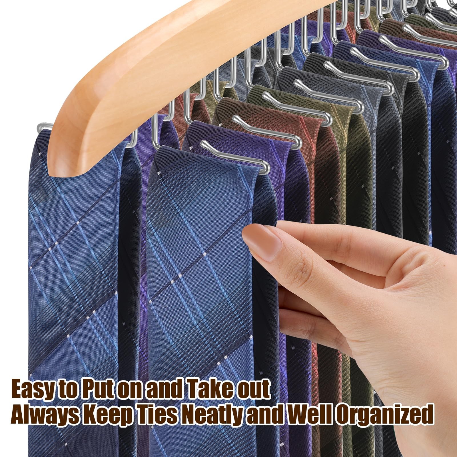 Tie Rack Hanger for Closet,360 Degree Rotating Tie Holder Organizer with 24 F…