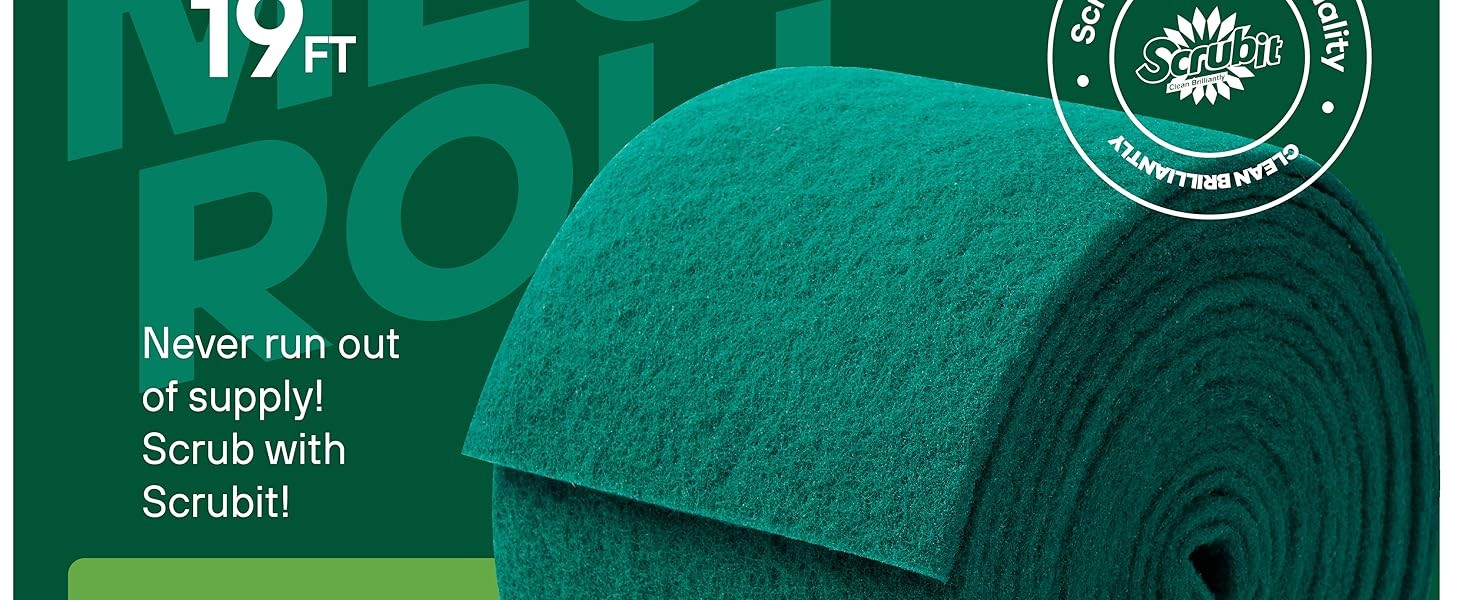 Scouring Pad Roll – 19 FT Green scrubbing Pads Roll – Non Scratch Dish Washing