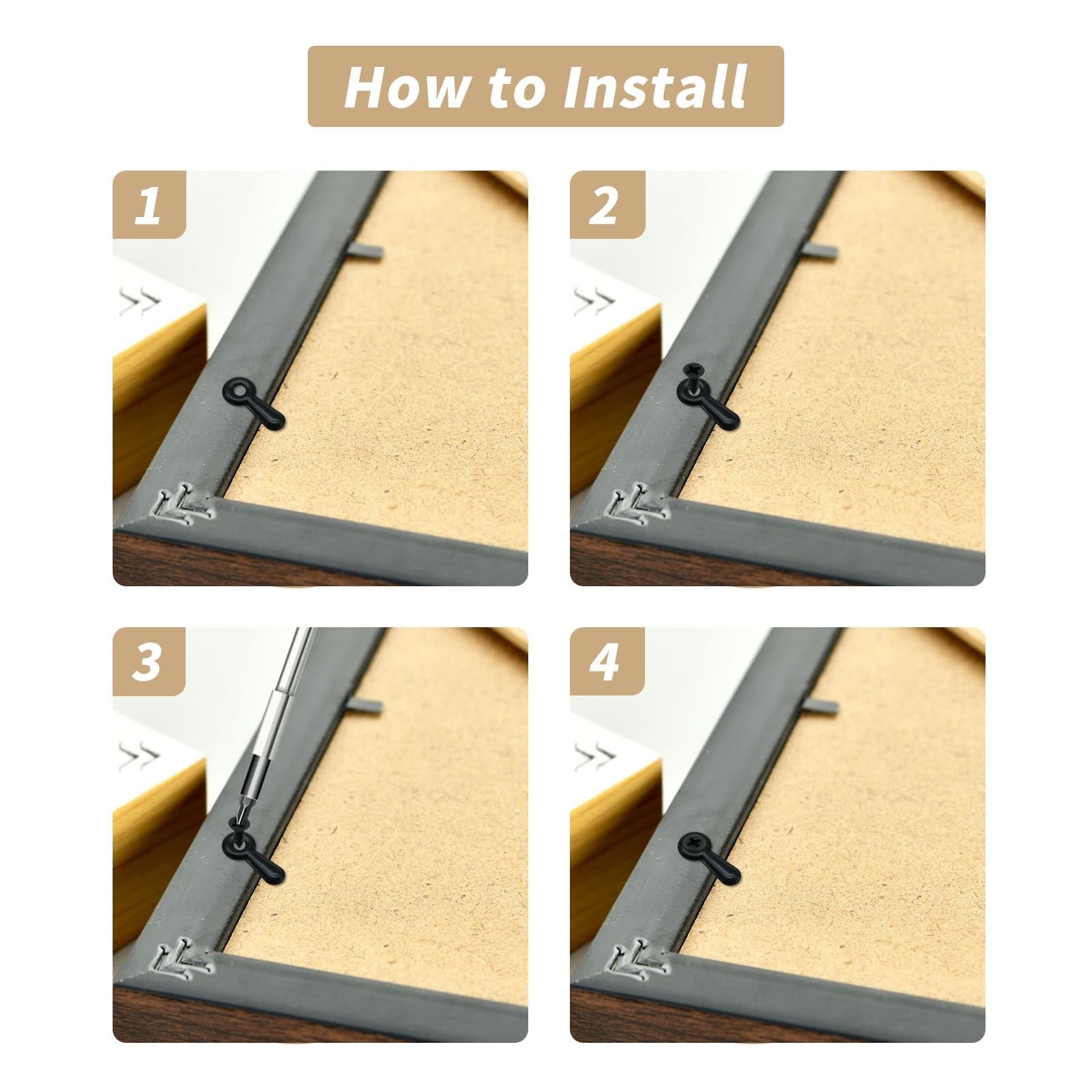 120Pcs Picture Frame Backing ClipsPicture Frame Turn Button with 120 Pcs Screws