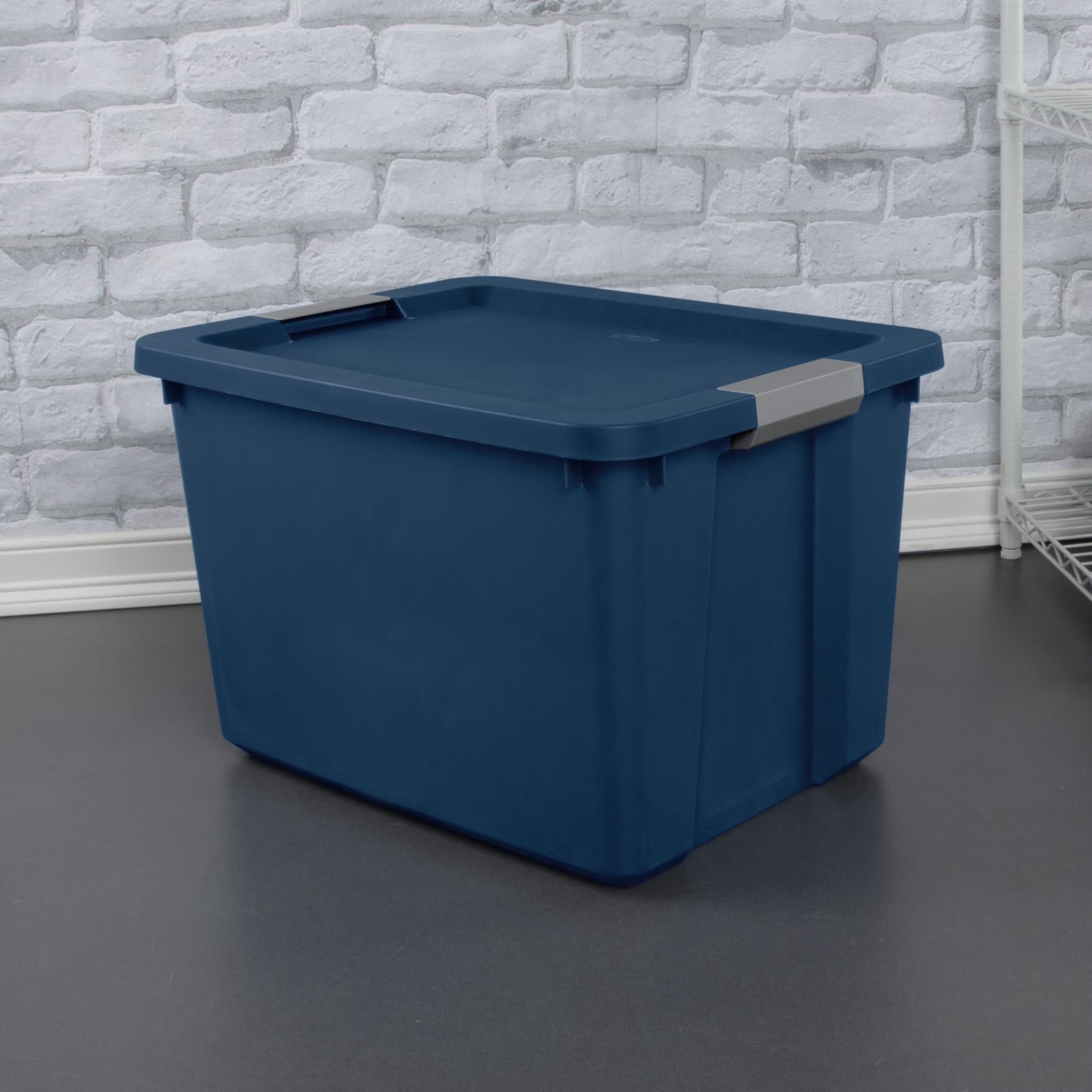 Sterilite 20 Gallon Large Storage Bin,Plastic Storage Container Latch Lid,Blue.