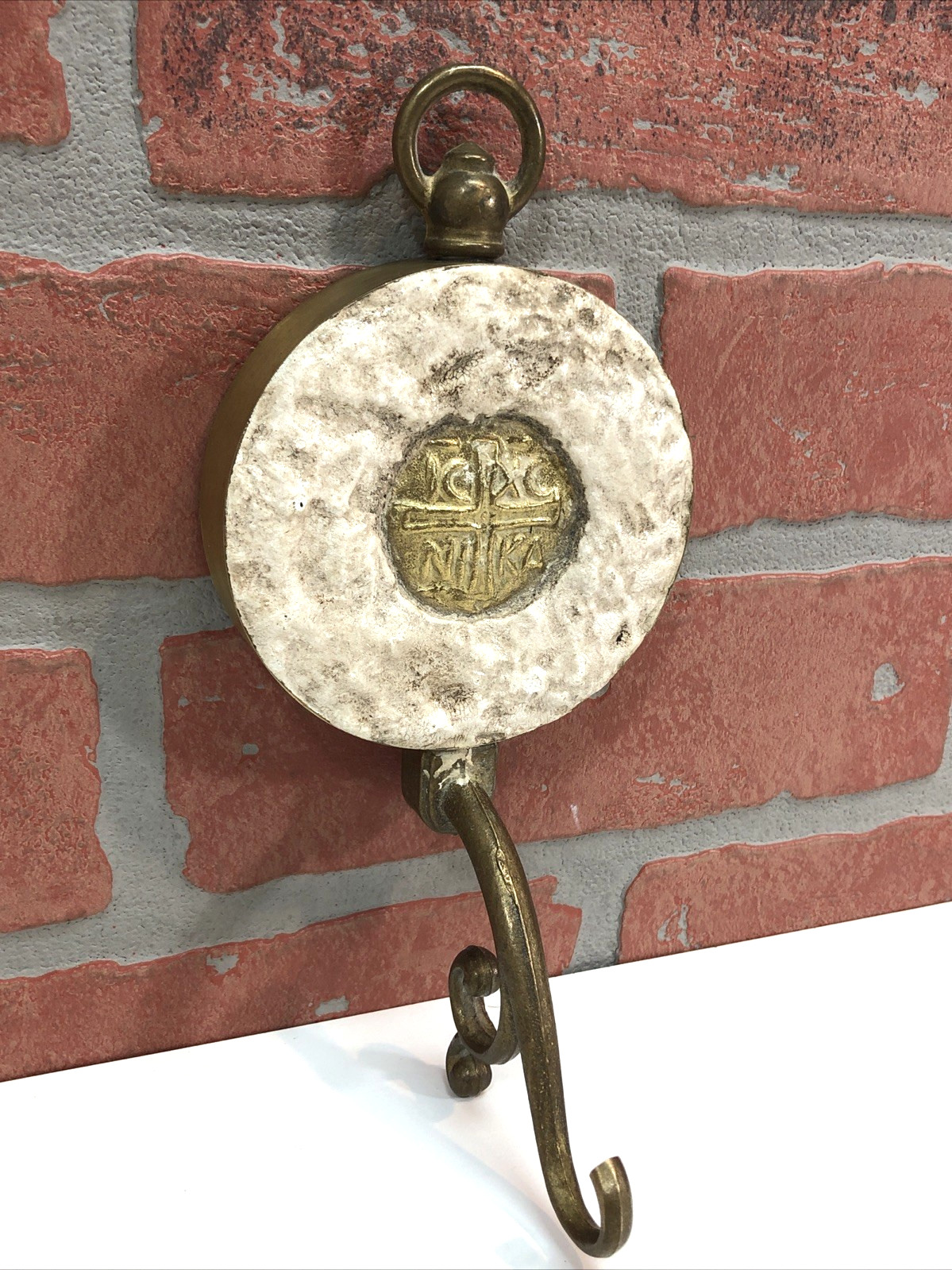 Antique NIKA Bronze Metal & Marble ROMAN Towel Wall Hook RARE 🔥