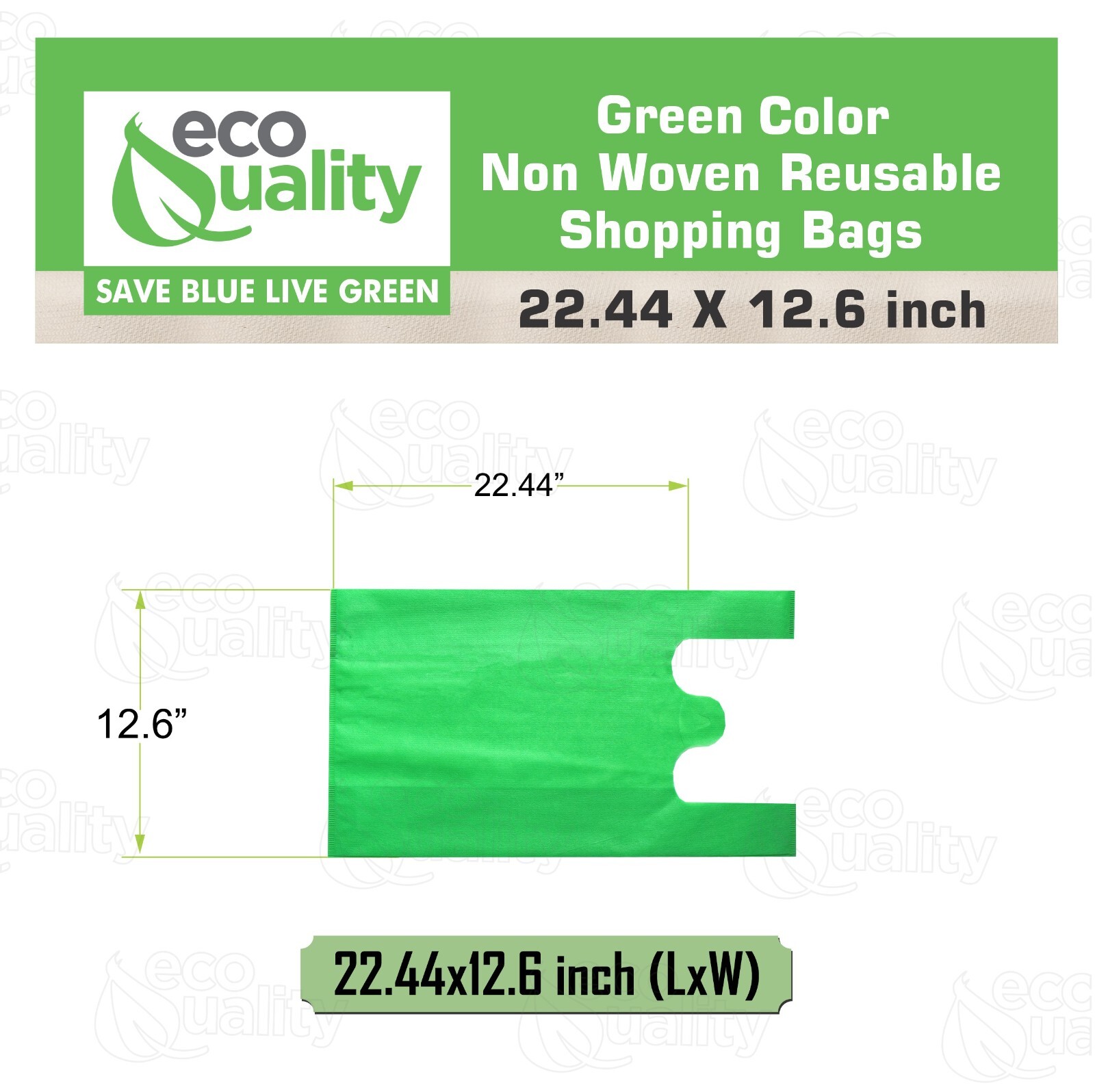 Non Woven T-Shirt Shopping Grocery Bags Green Reusable Large USA MADE 600pcs