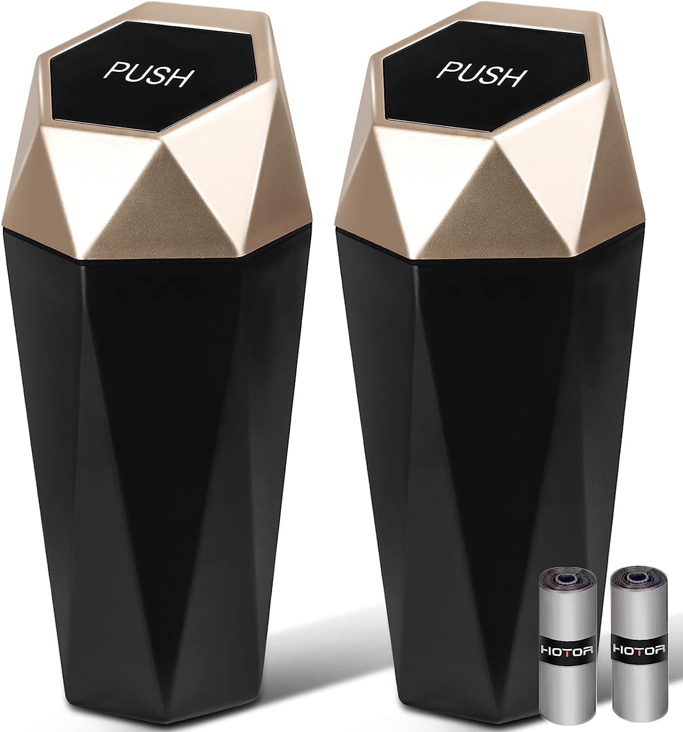HOTOR Car Trash Can with Lid – 2 Pack, Car Accessories for Interior, Leakproo