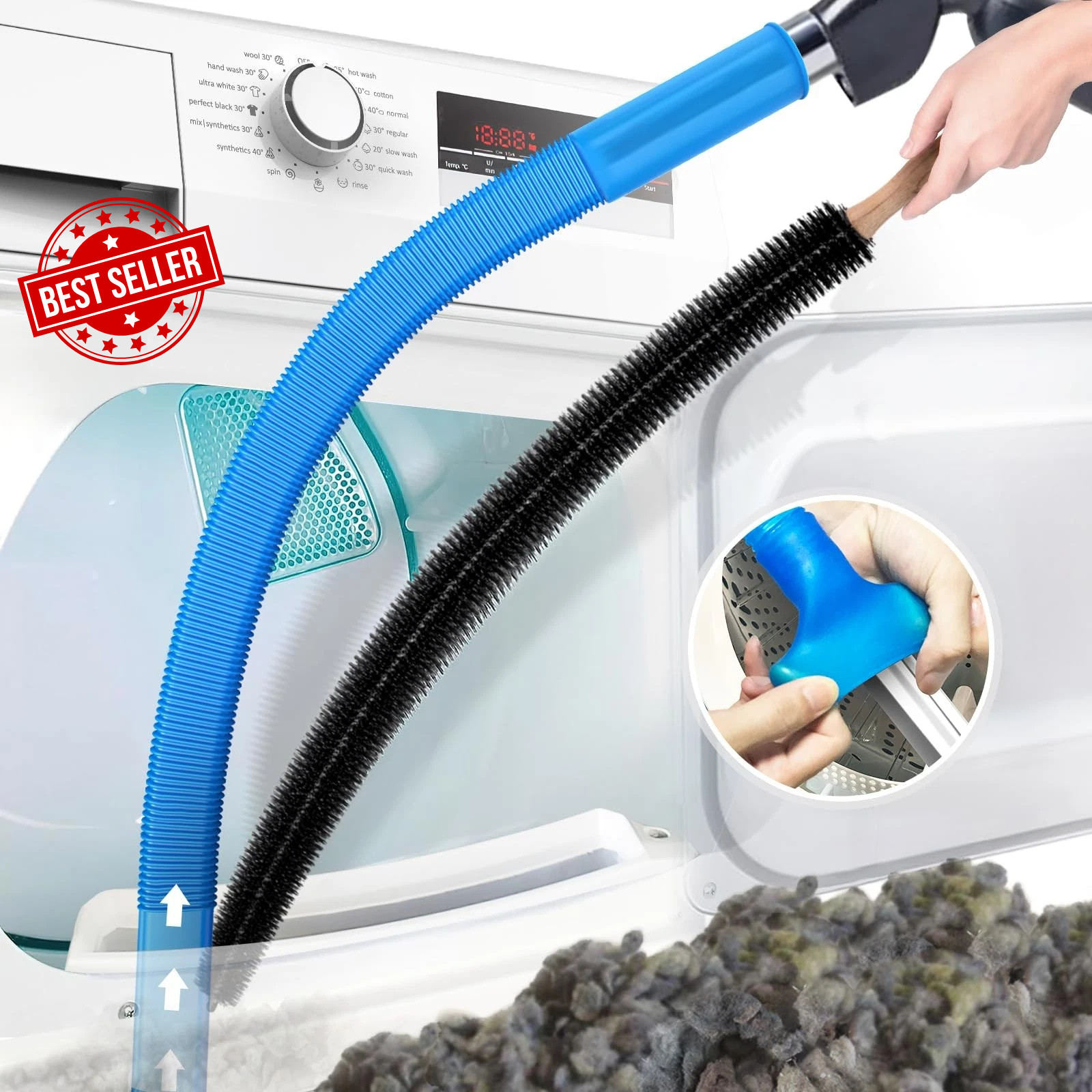 PetOde 2 Pieces Dryer Vent Cleaner Kit Compatible with Most Vacuum Cleaner,