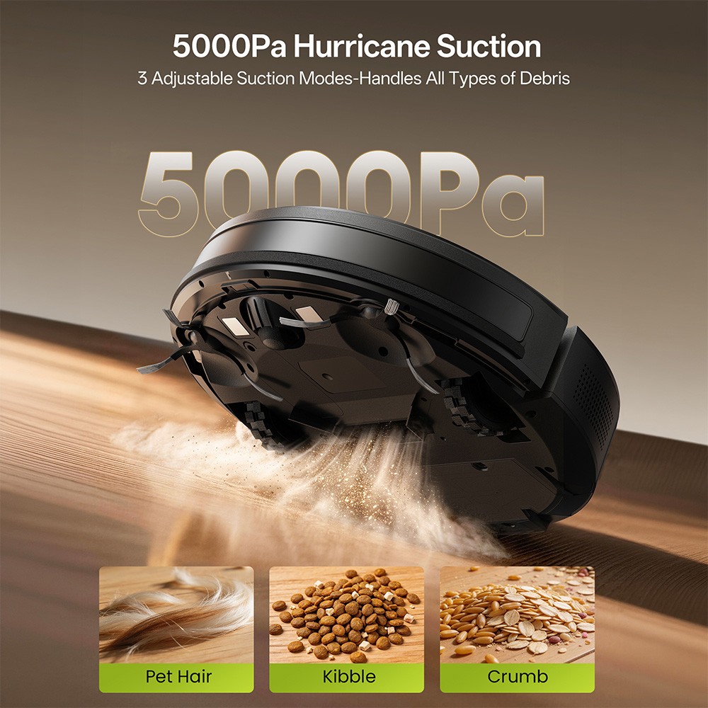 Vactidy W8 Robot Vacuum and Mop 5000Pa Suction,150-Min Runtime,App/Voice Control