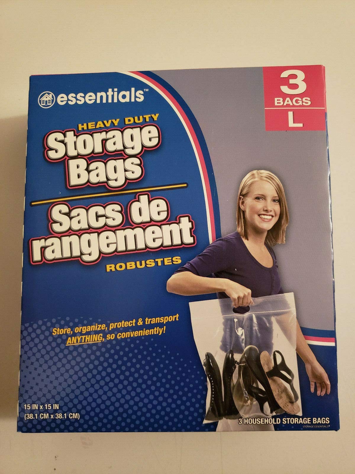 Large Heavy Duty Storage Bags with Zip-lock , Size Large, 3 Count , 2 Pack (6…