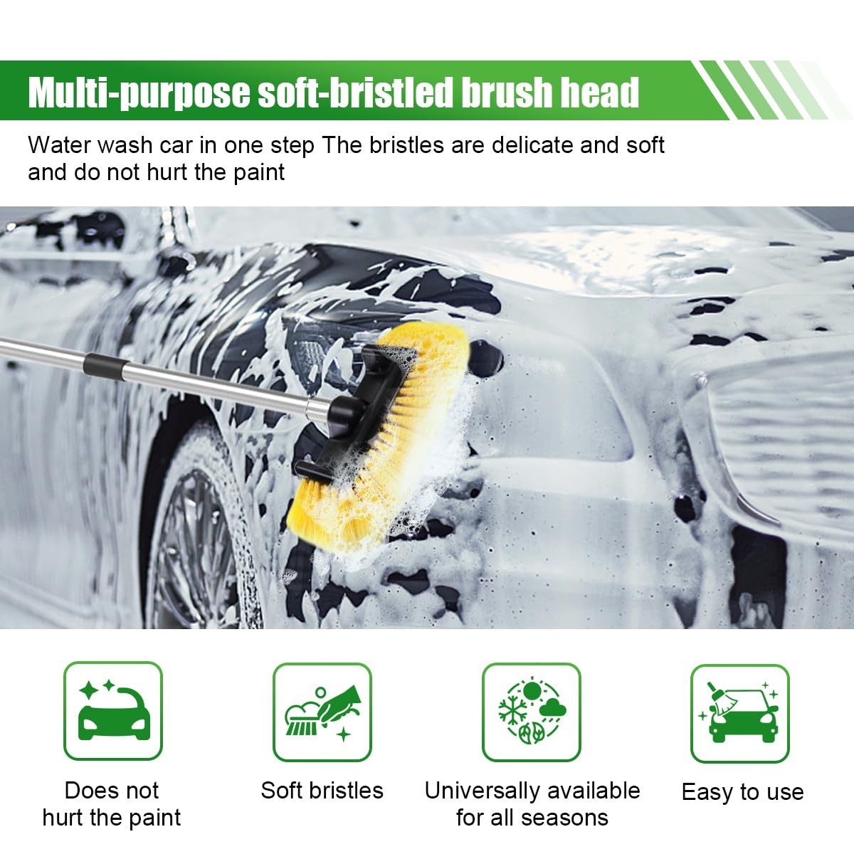 59″ Car Wash Brush with Long Handle, No Scratch Soft Bristle Cleaning Brush, …
