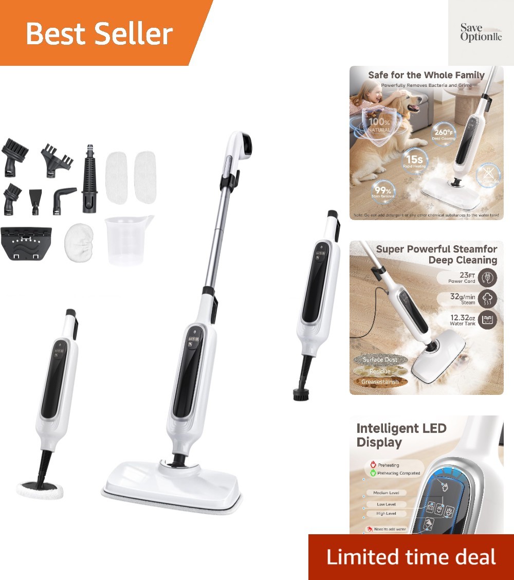 12-in-1 Steam Mop, Detachable Handheld Steam Cleaner for Home, 23FT Cord | 3 …