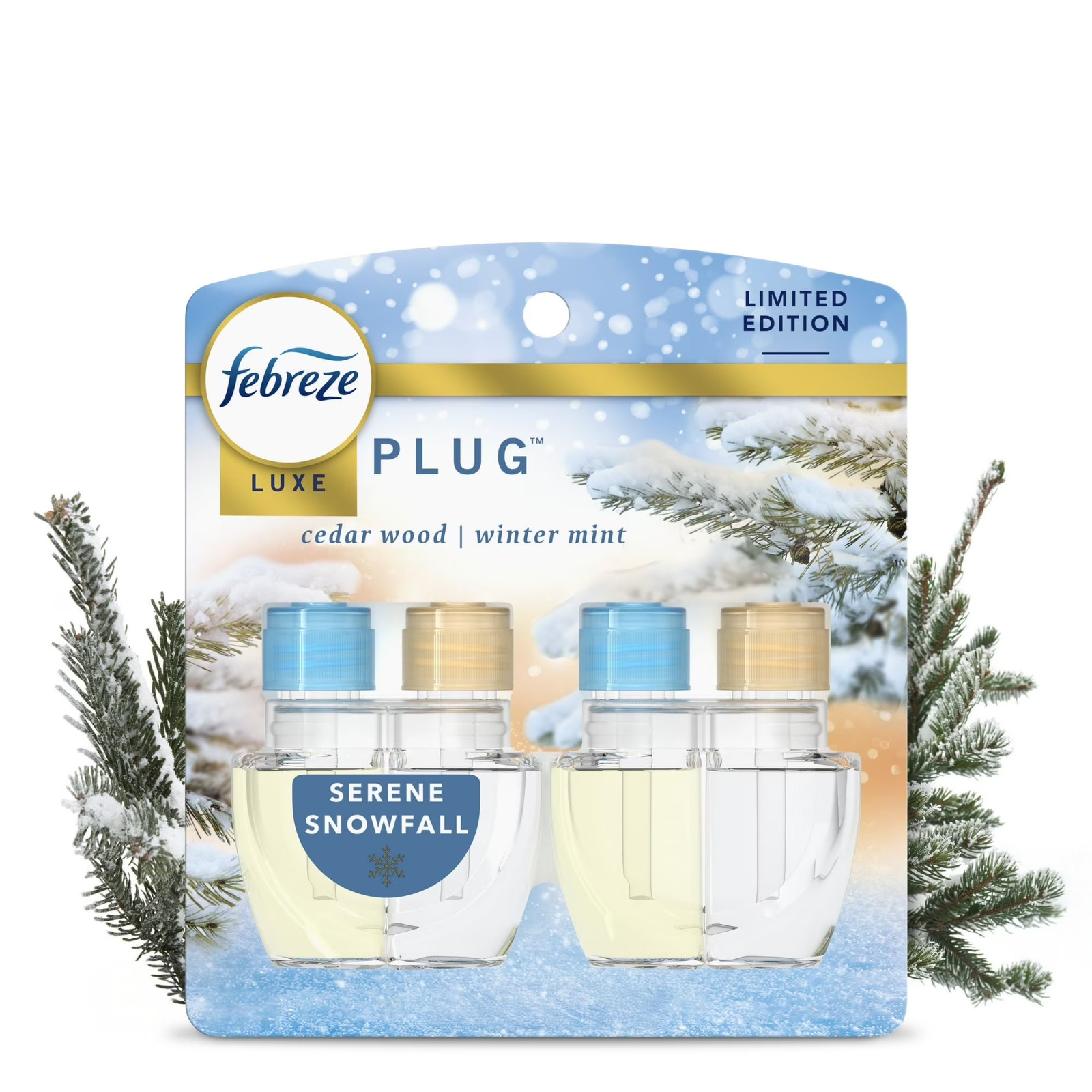 Febreze Plug Refill Odor-Fighting Air Freshener Serene Snowfall Scent, 2 Count