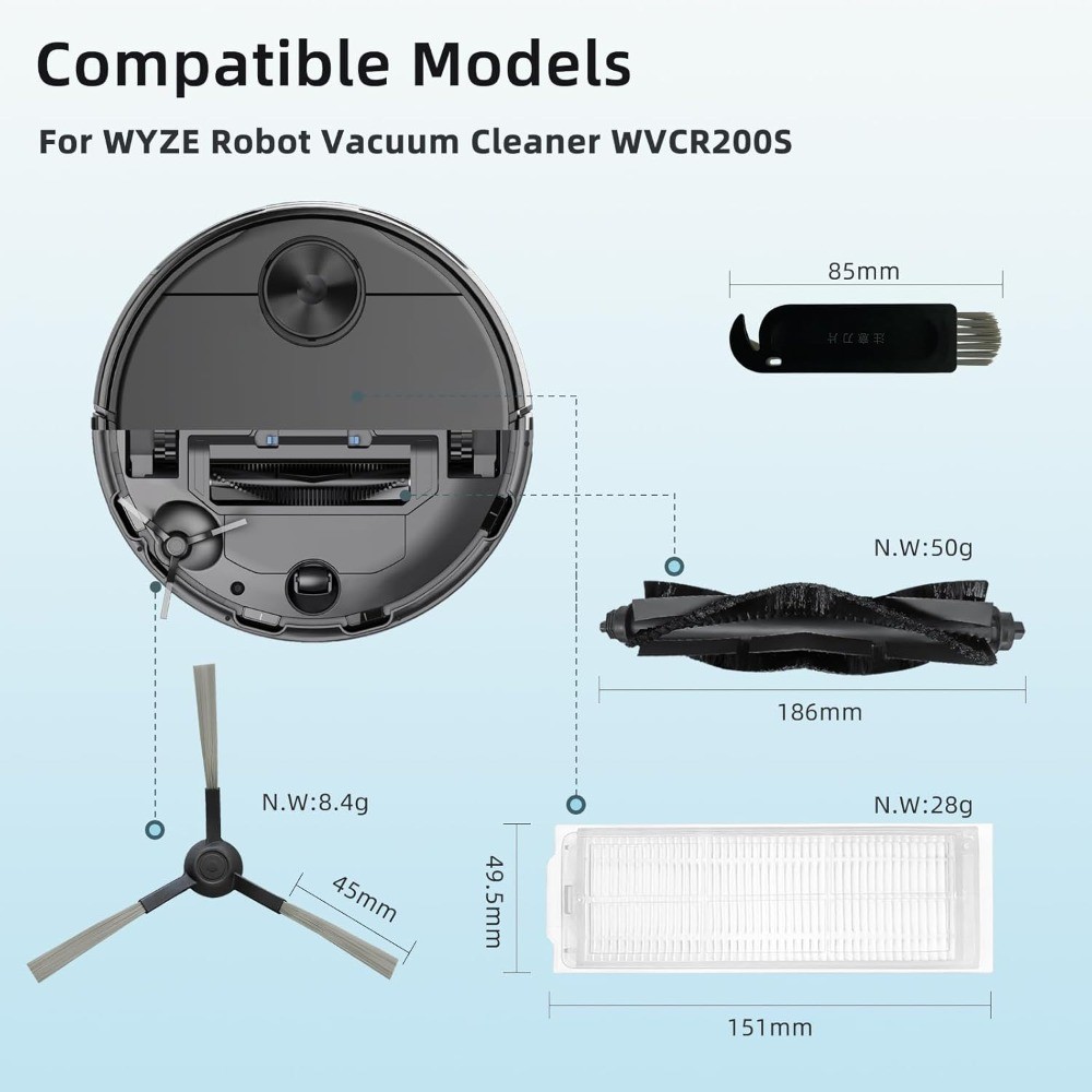 Replacement Parts Compatible with WYZE Robot Vacuum Attachment Spare Pack