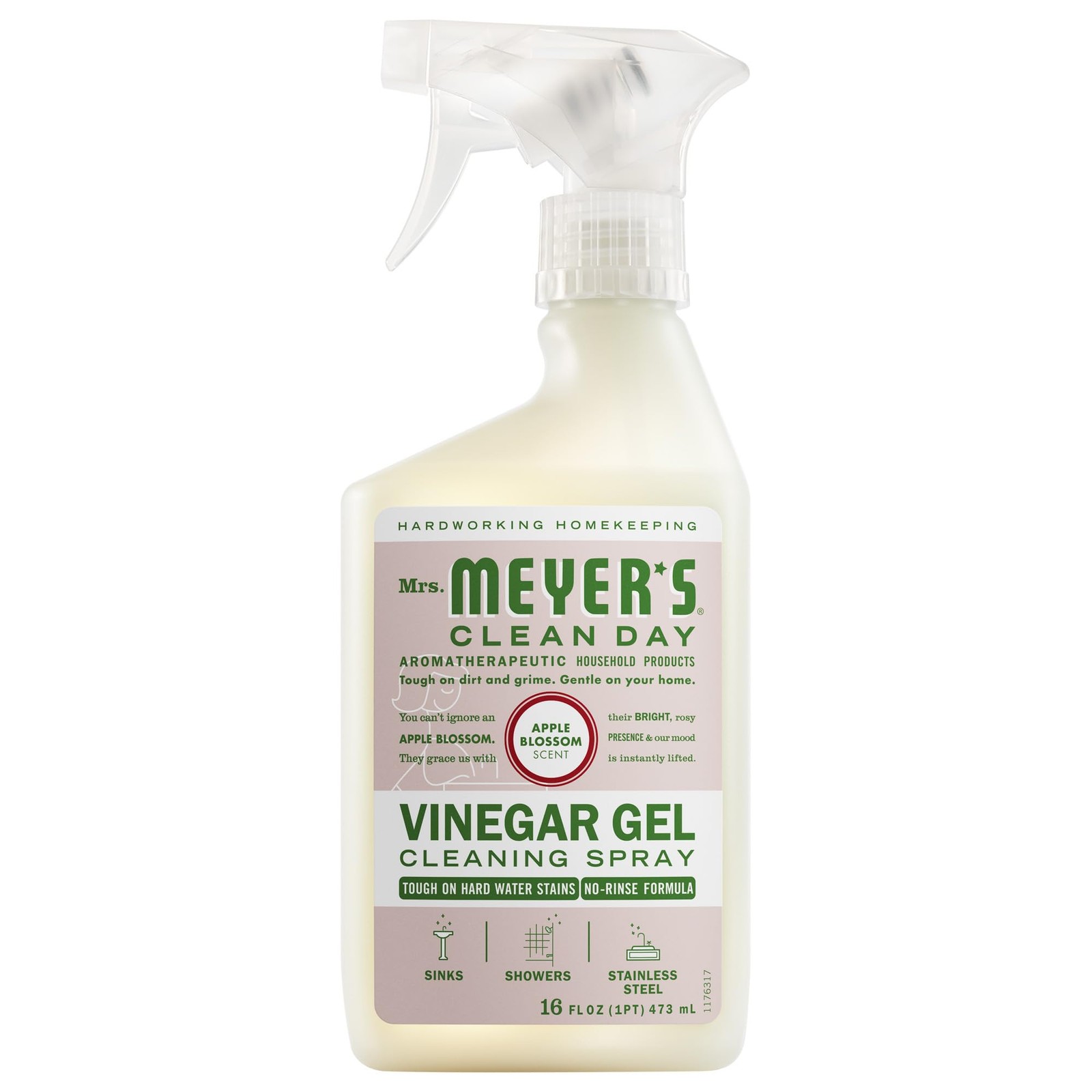 CLEAN DAY Vinegar Gel Cleaning Spray, Bathroom Use, NoRinse Formula, Apple Bl…