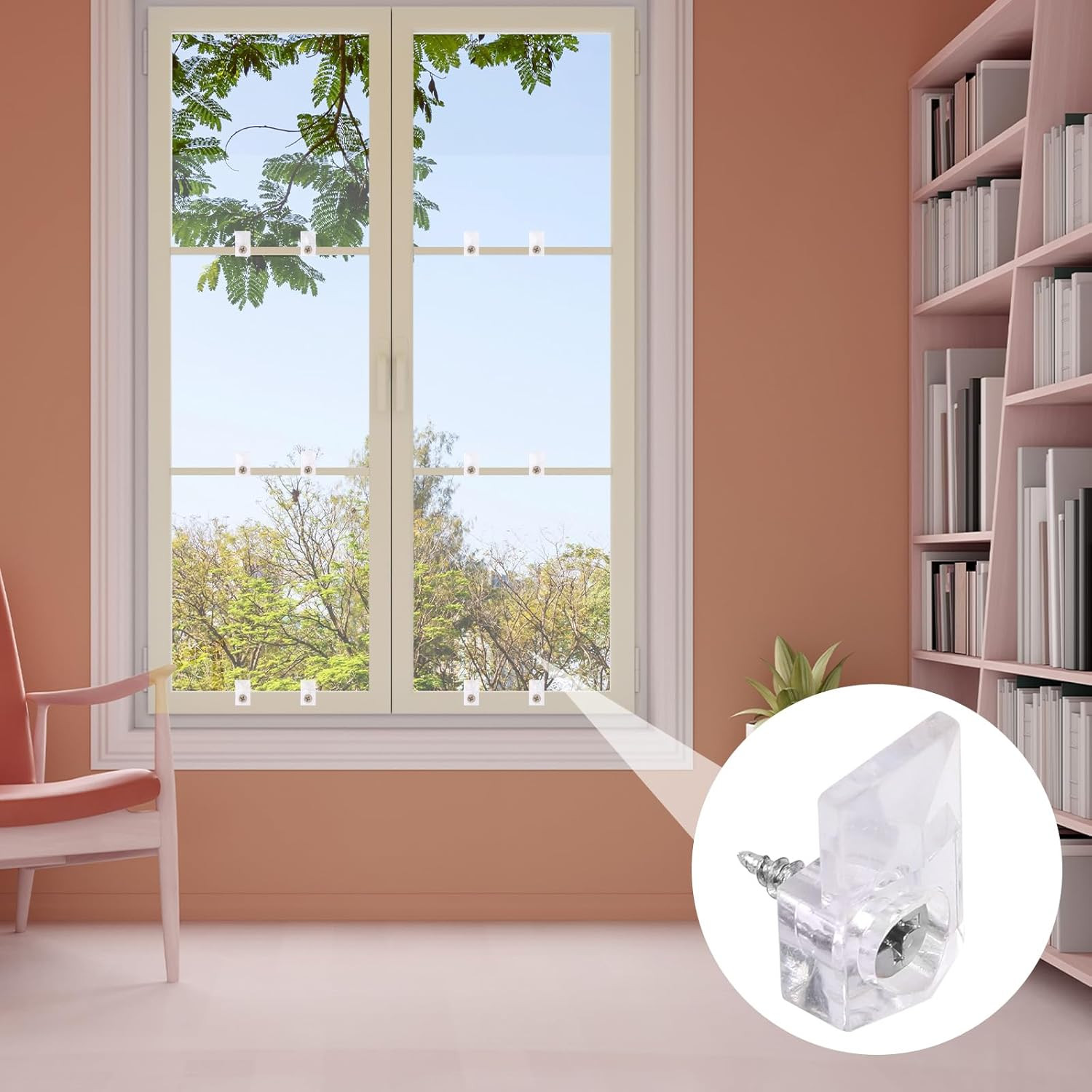 25Pcs Mirror Holder Clips for Wall, Clear Plastic Mounting Clips with Screws Kit