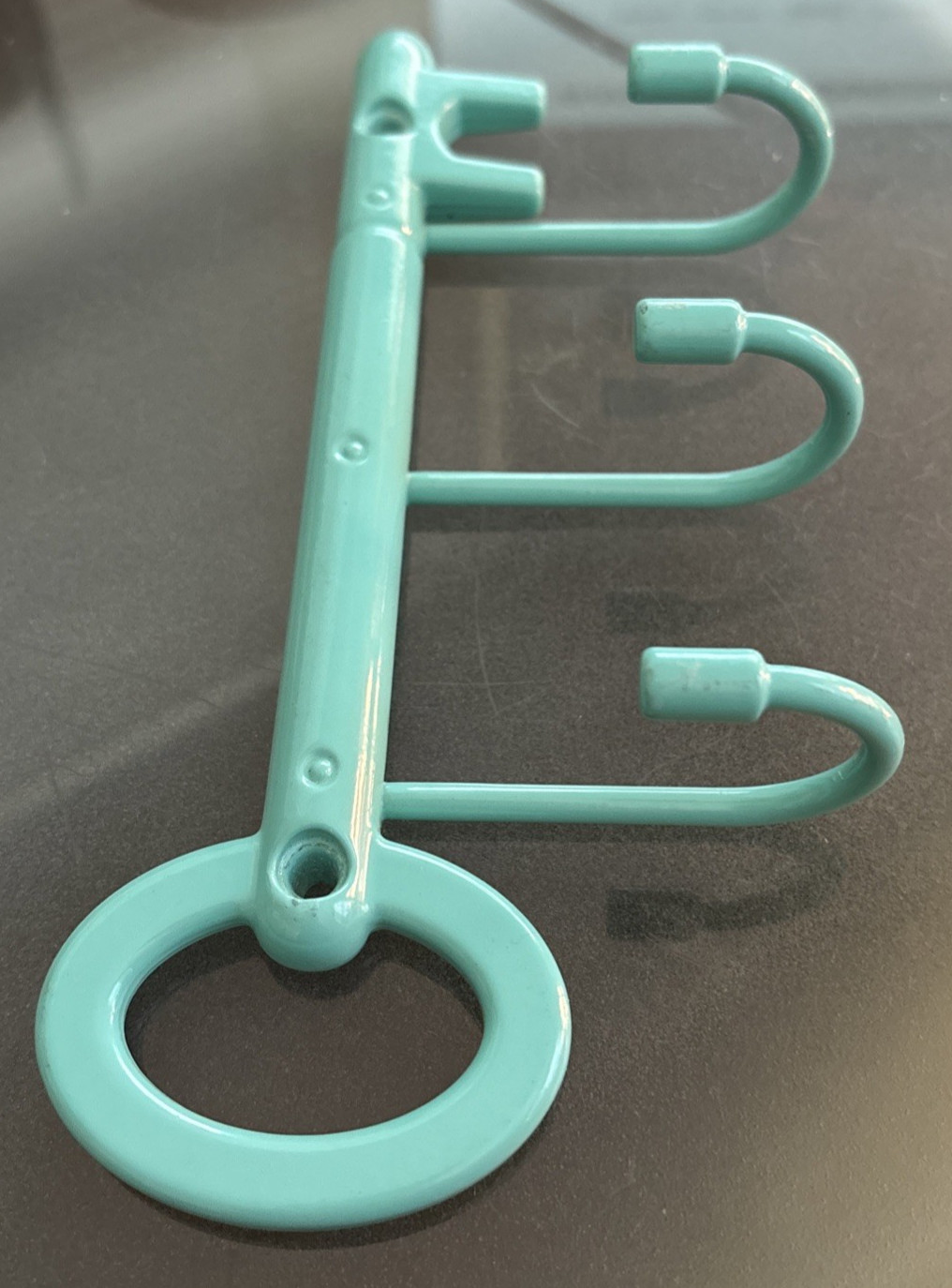 Liberty Vintage Metal 3 Hook Key Rail Turquoise Color 8″ Long, No Hardware