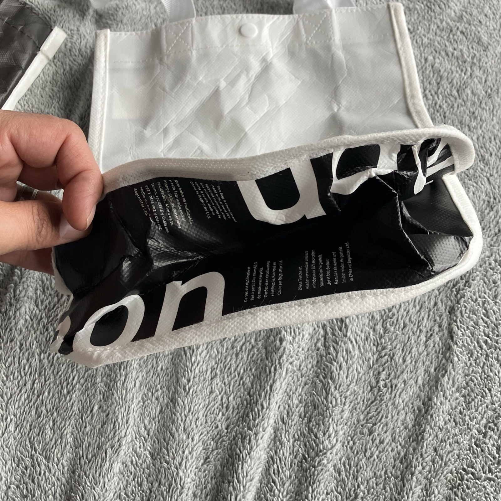 Lululemon Shopping Tote Bag Reusable Black And White 9×12 Lot Of 2