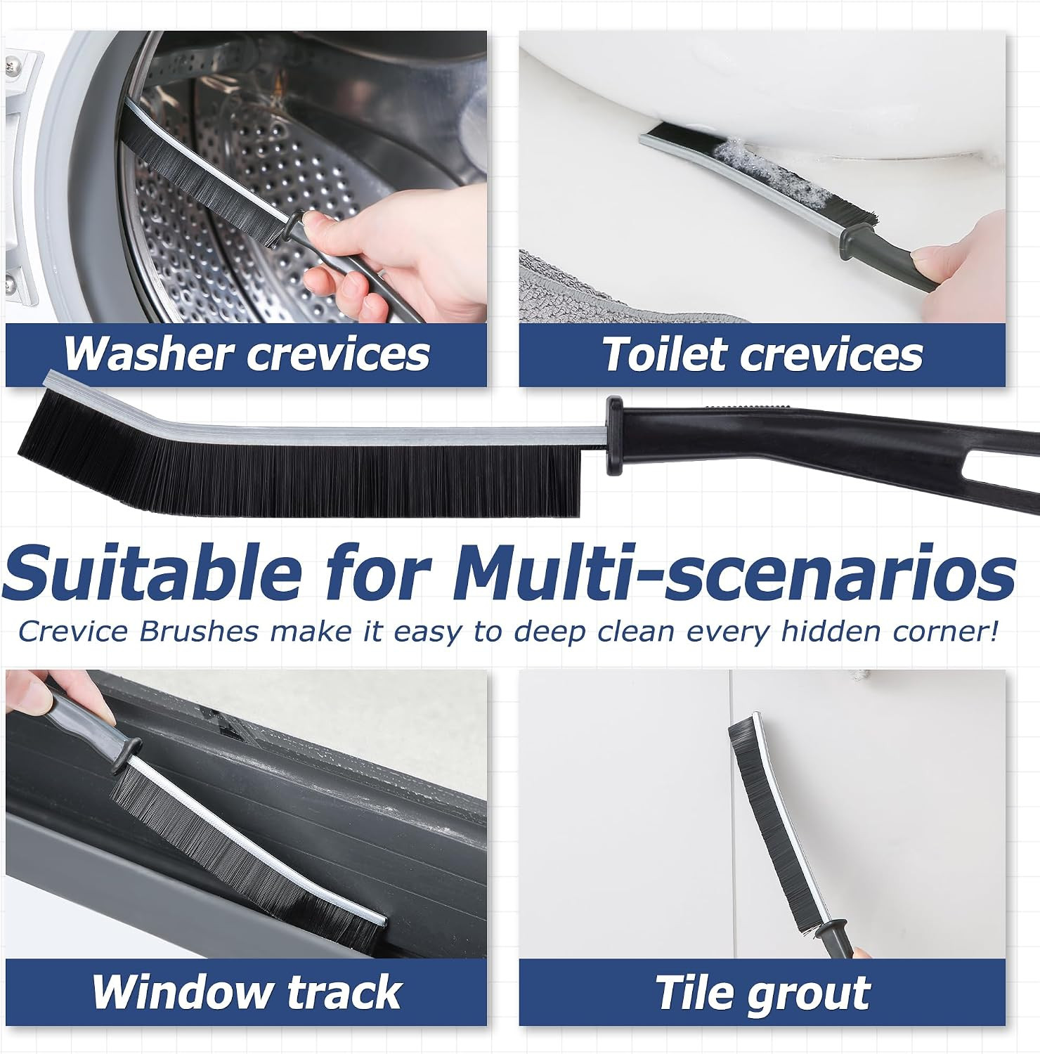 Grout Brush with Long Handle, Grout Cleaner Brush for Tile Floors, Stiff Bristle