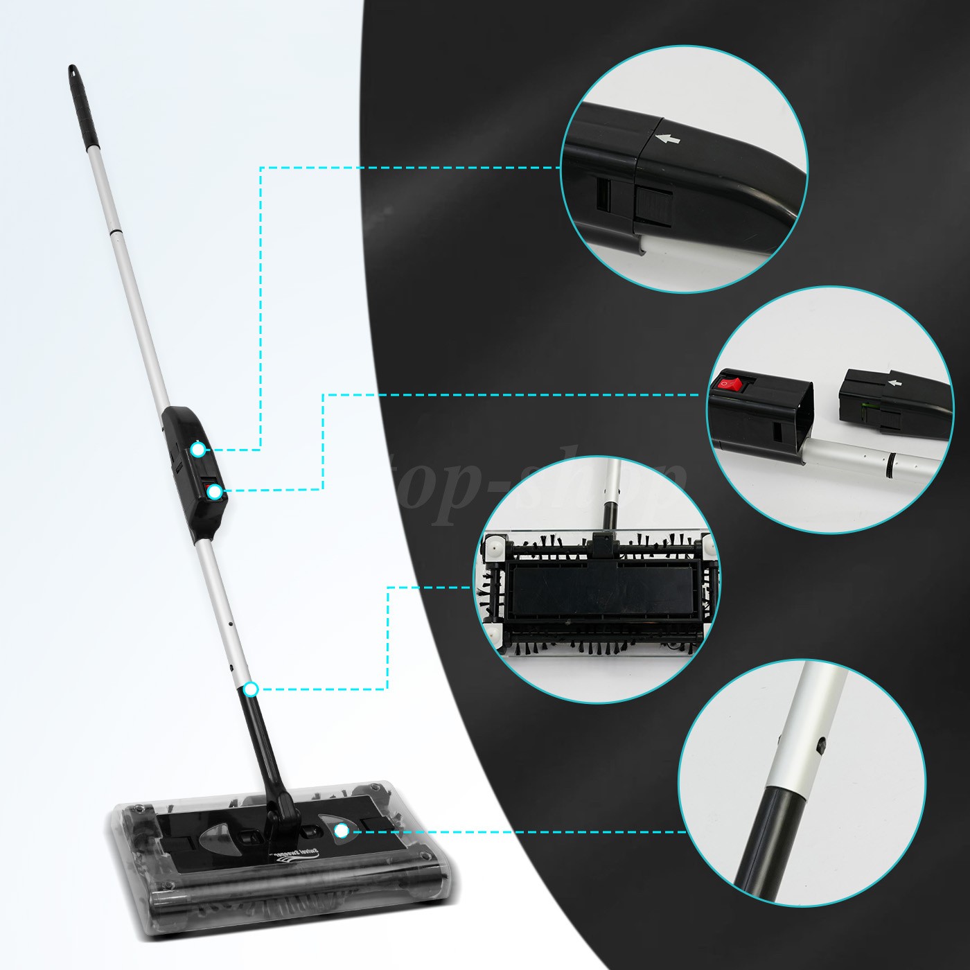 Swivel Sweeper Cordless Vacuum Lightweight 360 Swivel Rechargeable Quad 4000 RPM