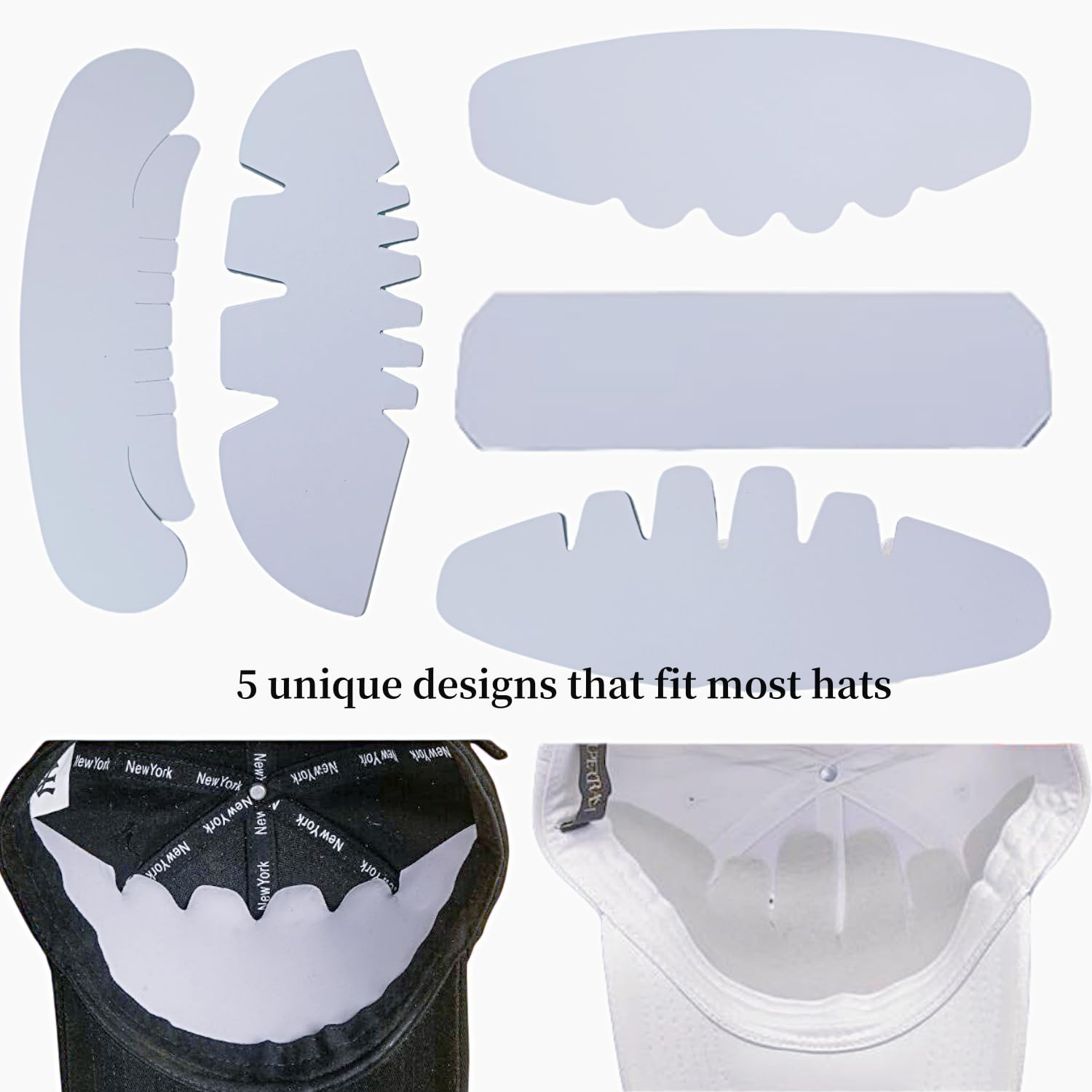 25 Pcs Baseball Caps Inserts Shapers, 5 Design Cardboard Hat Support Brim Hol…