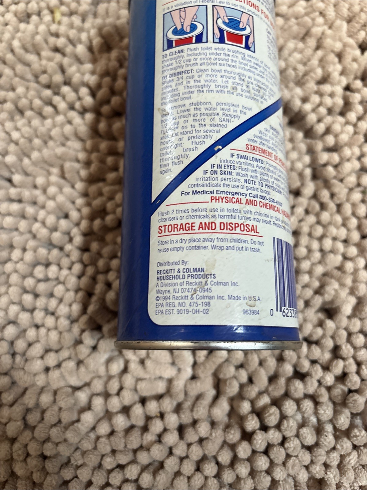 1X Sani-Flush Crystals Toilet Bowl Cleaner 20oz NEW RARE 1994