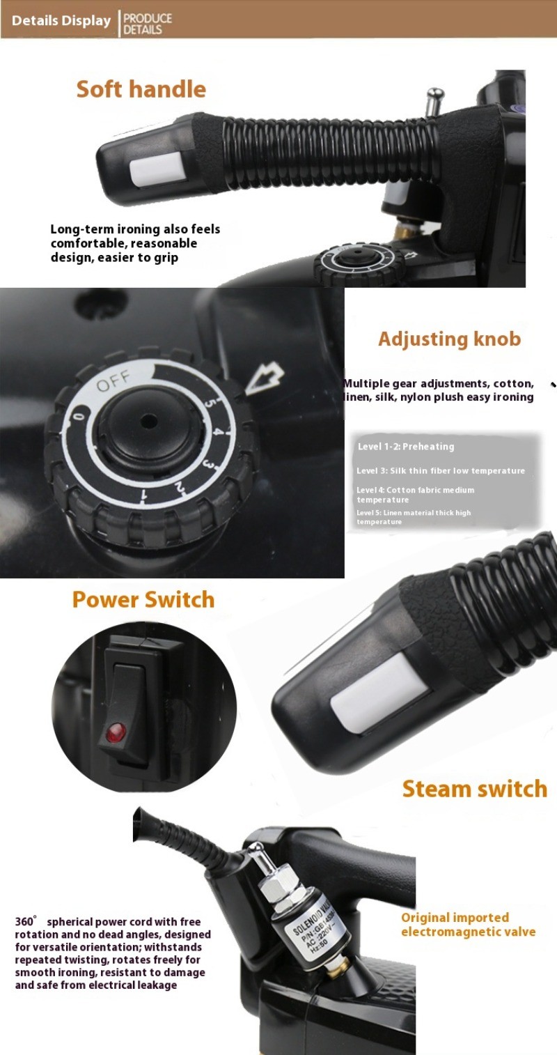 MN-787 Electric Bottle Iron Dual Steam Chamber Industrial Household Iron