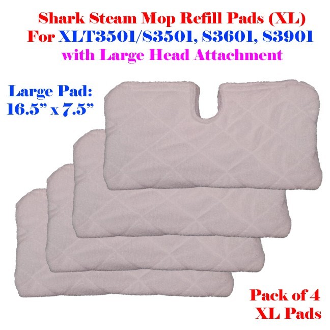 4 XL Large Steam Mop Replacement Pocket Pad For Shark S3501 XLT3501 S3901 S3601