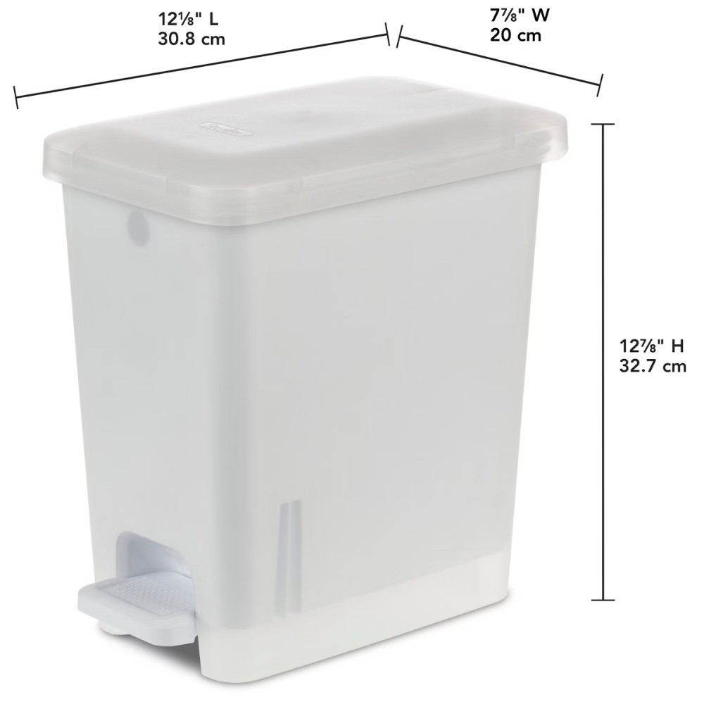 2.7gal Clear Step Trash Can, Pedal-Operated Rectangle Bathroom Indoor