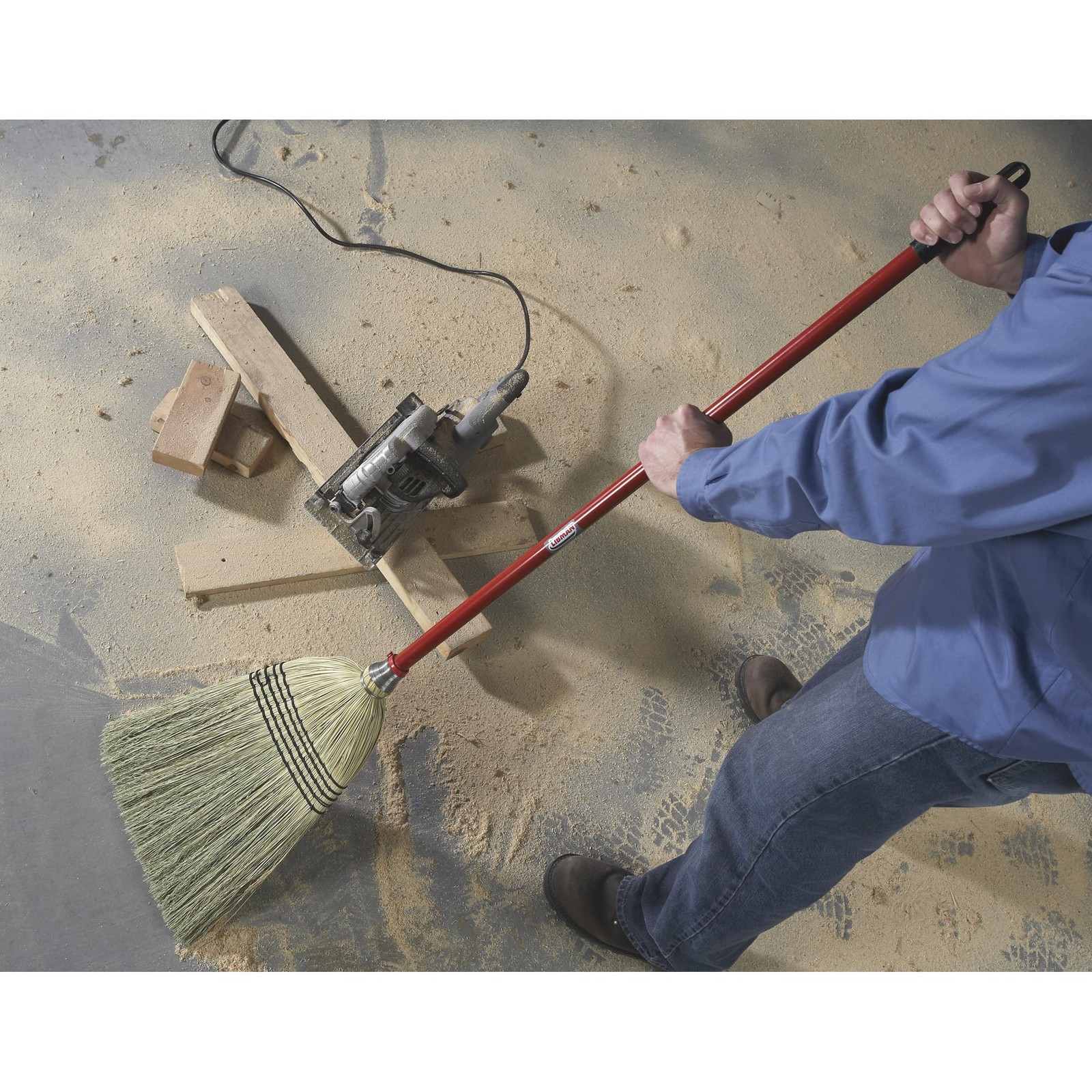 Libman 14in. Janitor Corn Broom, 57in.L Handle, Model# 502