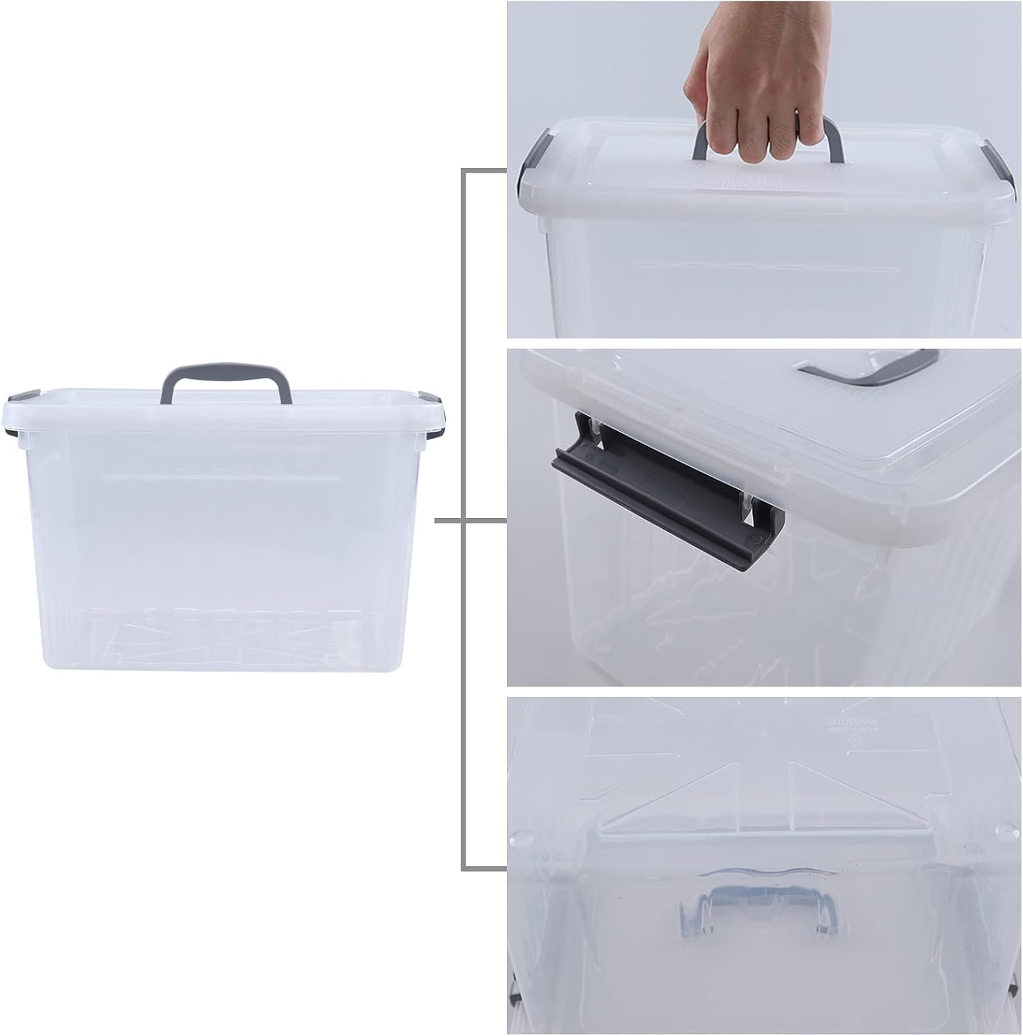 Clear 12 Qt Storage Container with Lid & Handle, Latching Box, 1 Pack