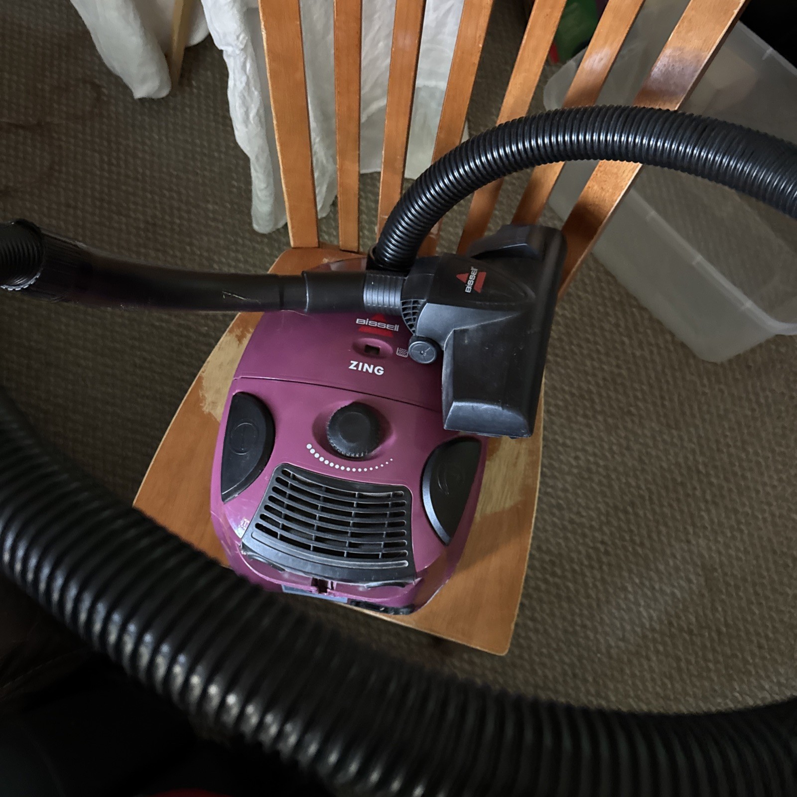 Bissell Zing Bagged Canister Vacuum Purple 2154A Lightweight Compact Cleaner