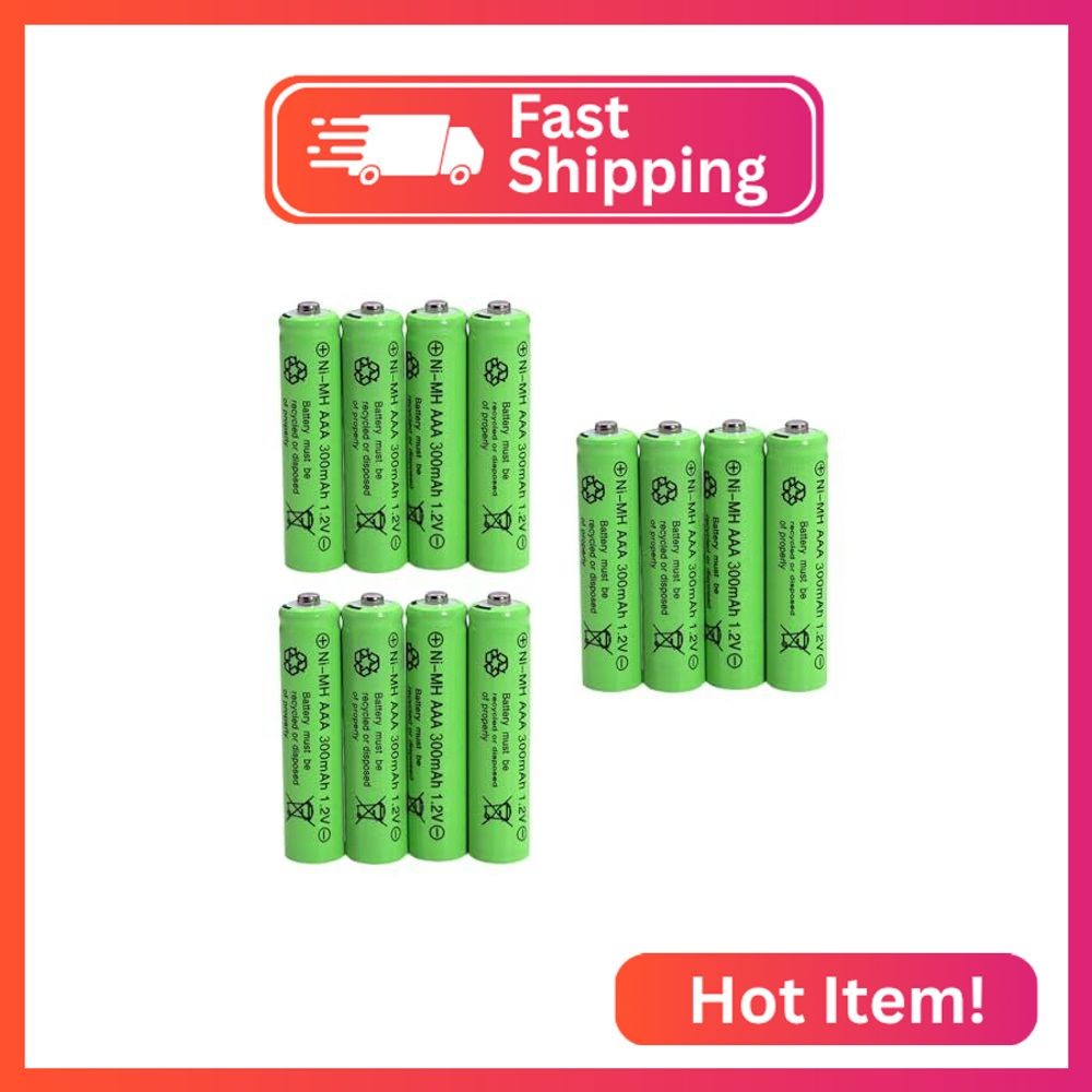 FULIN 12 Packs 1.2V AAA 300mAh Ni-MH Rechargeable Batteries for Solar Lights (AA