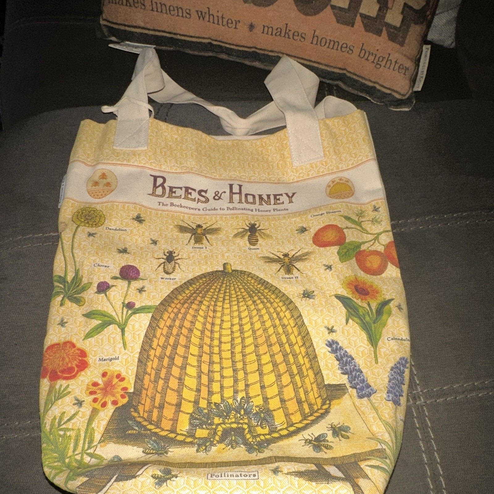 Cavallini & Co. Bees & Honey Floral Canvas Tote Bag and Bee Soap Pillow