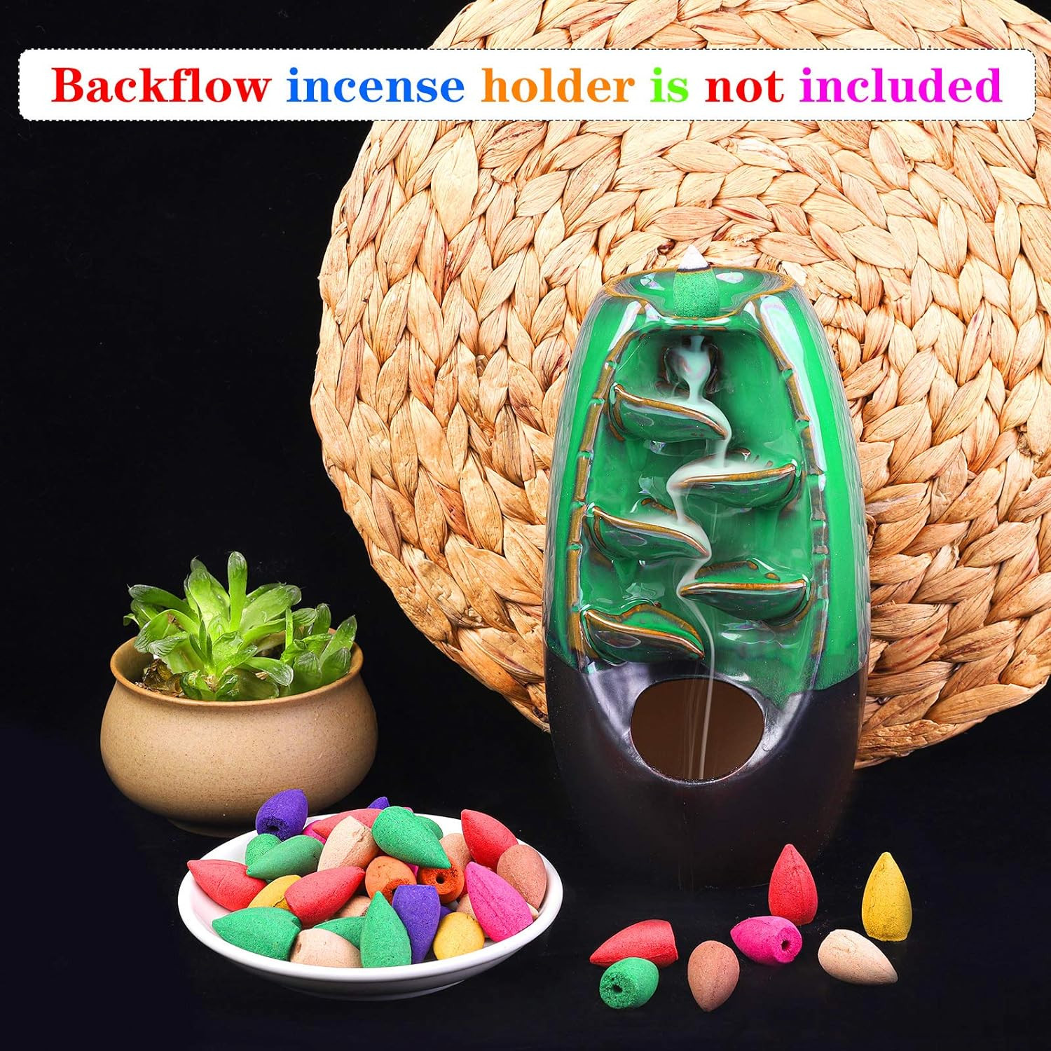 120PCS Incense Burner Cones Backflow Smoke Waterfall Censer Holder Bullet USA