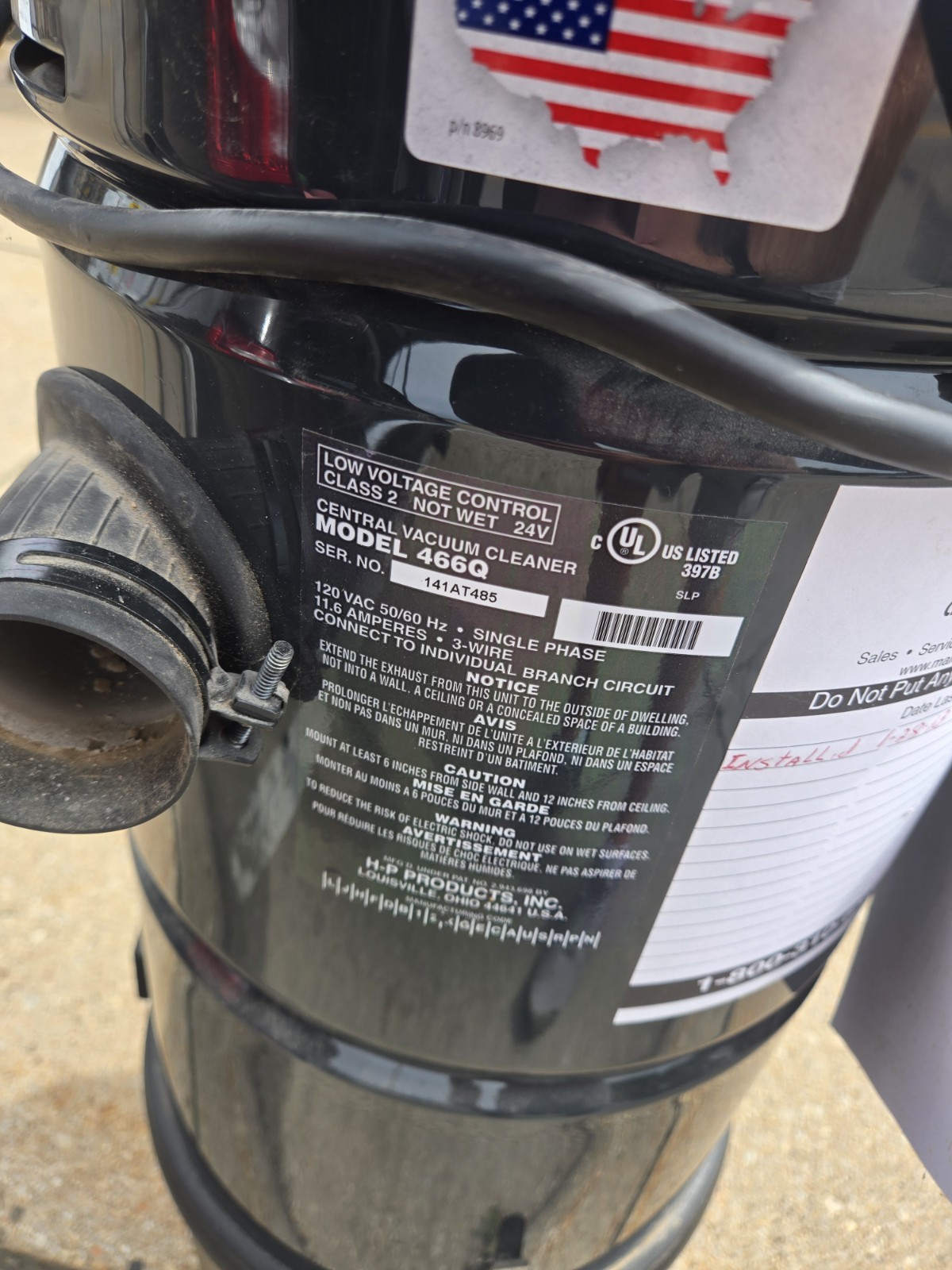 Vacuflo 466Q True Cyclonic Central Vacuum Power Unit