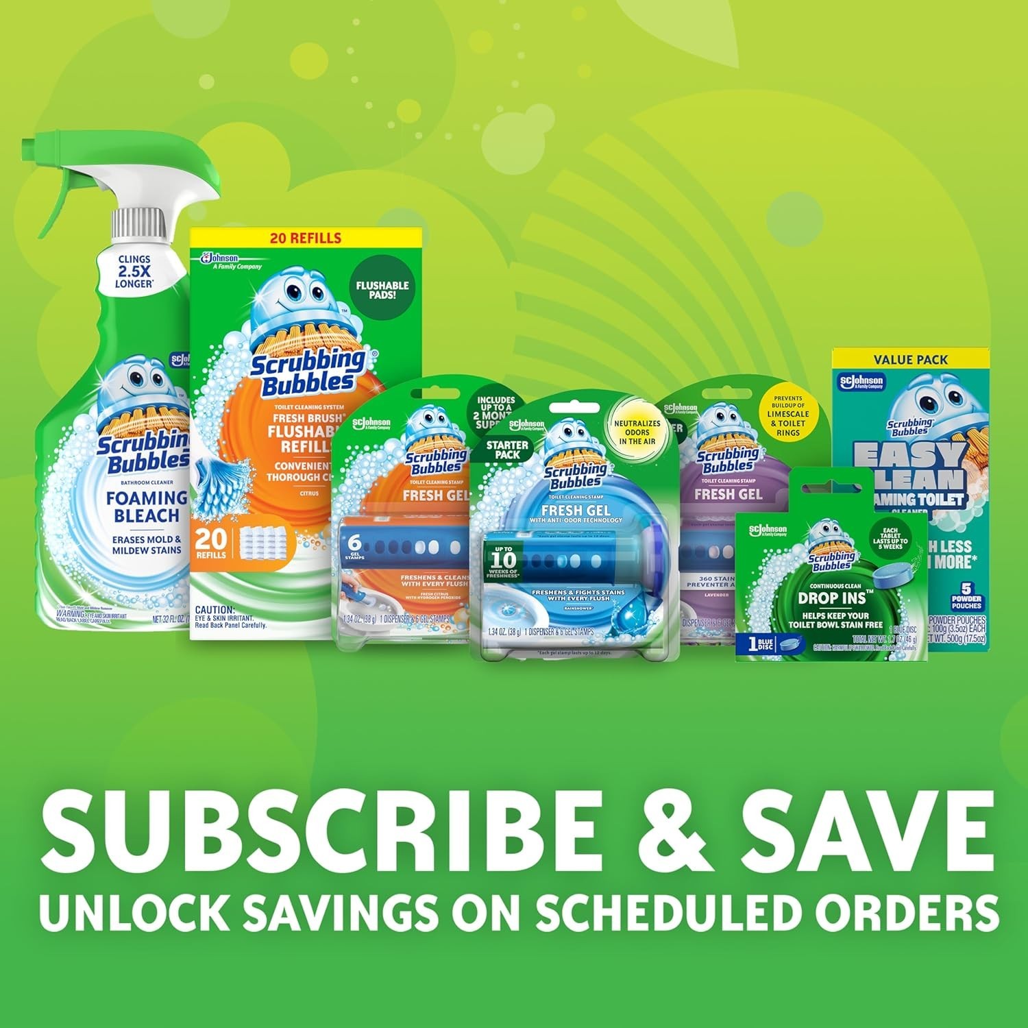 Scrubbing Bubbles Easy Clean Foaming Toilet Bowl Cleaner, Easy Drop In Powder Po