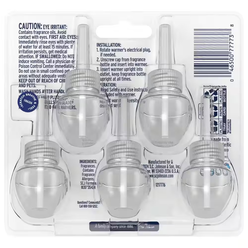 3.35 Fl. Oz. Apple Cinnamon Scented Oil Plug-In Air Freshener Refill (5-Count)