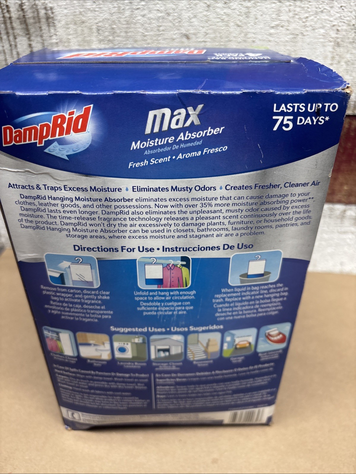DampRid Max Moisture Absorber Fresh Scent Hanging Bag 4 pk-1lb. New & Sealed