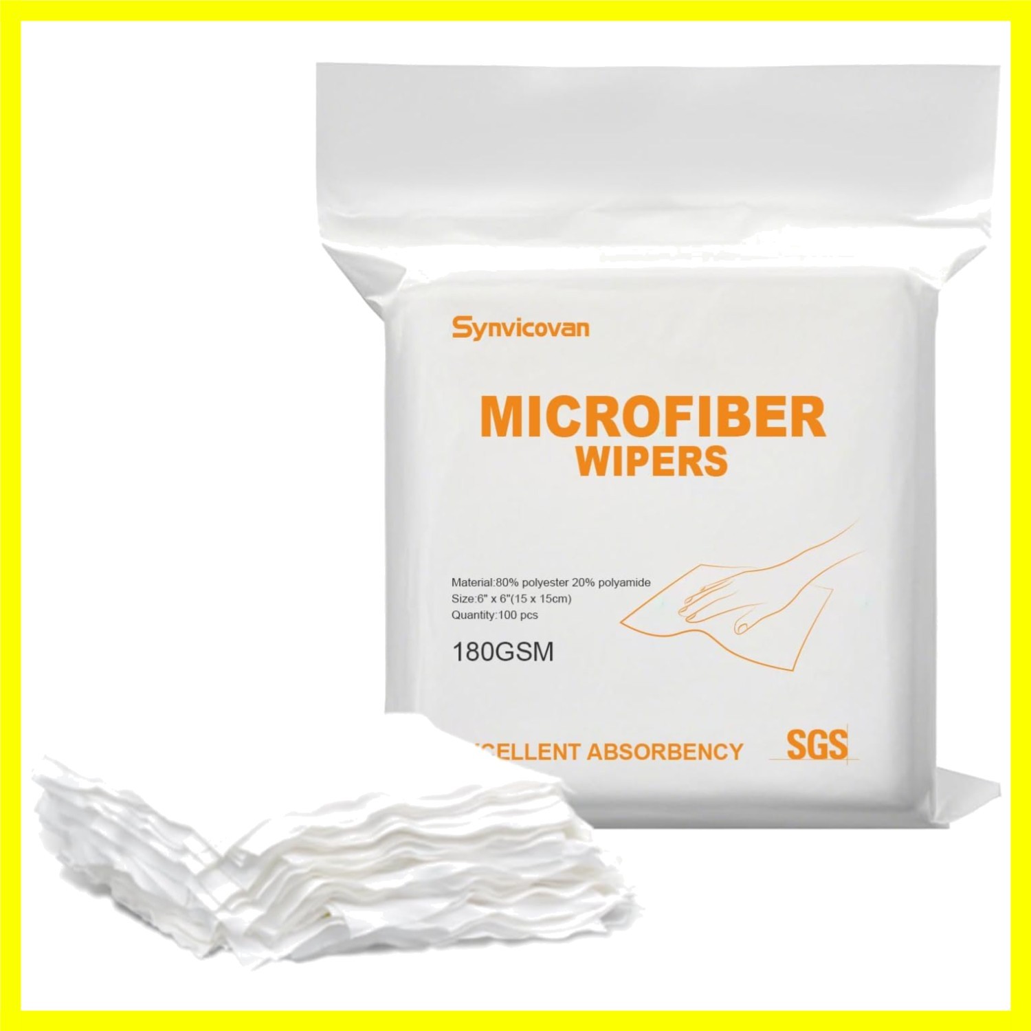 Microfiber cloths 6″x6″100 Pcs,180GSM | Superfine Lint Free Cloths,Cleaning a…