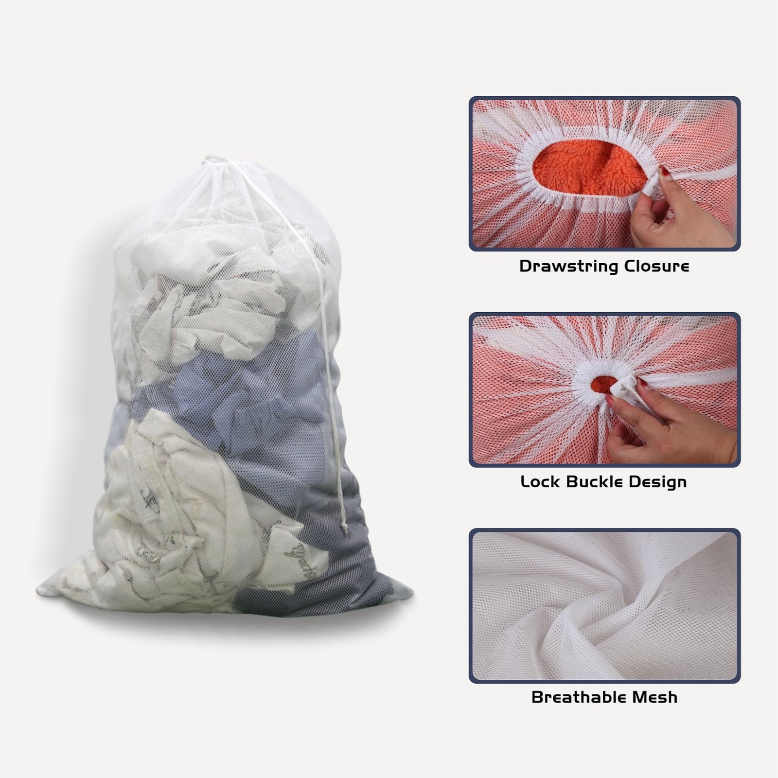 2 Pack Large Mesh Laundry Bag,24×36 inch Heavy Duty Mesh Laundry Bags Drawstring