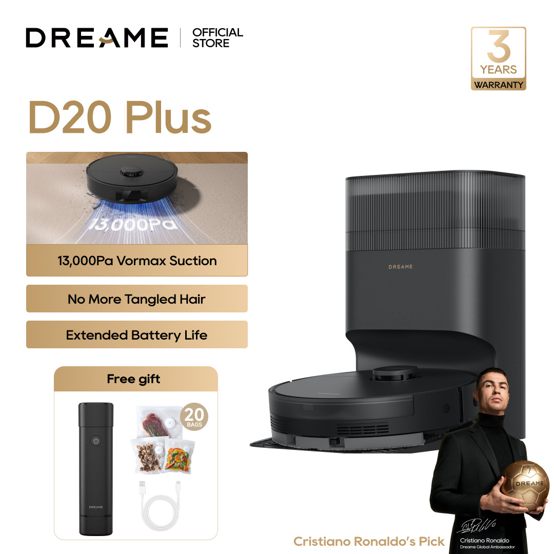 eBay Live｜DREAME D20 Plus Robot Vacuum Black DuoBrush App & Voice Control ｜New