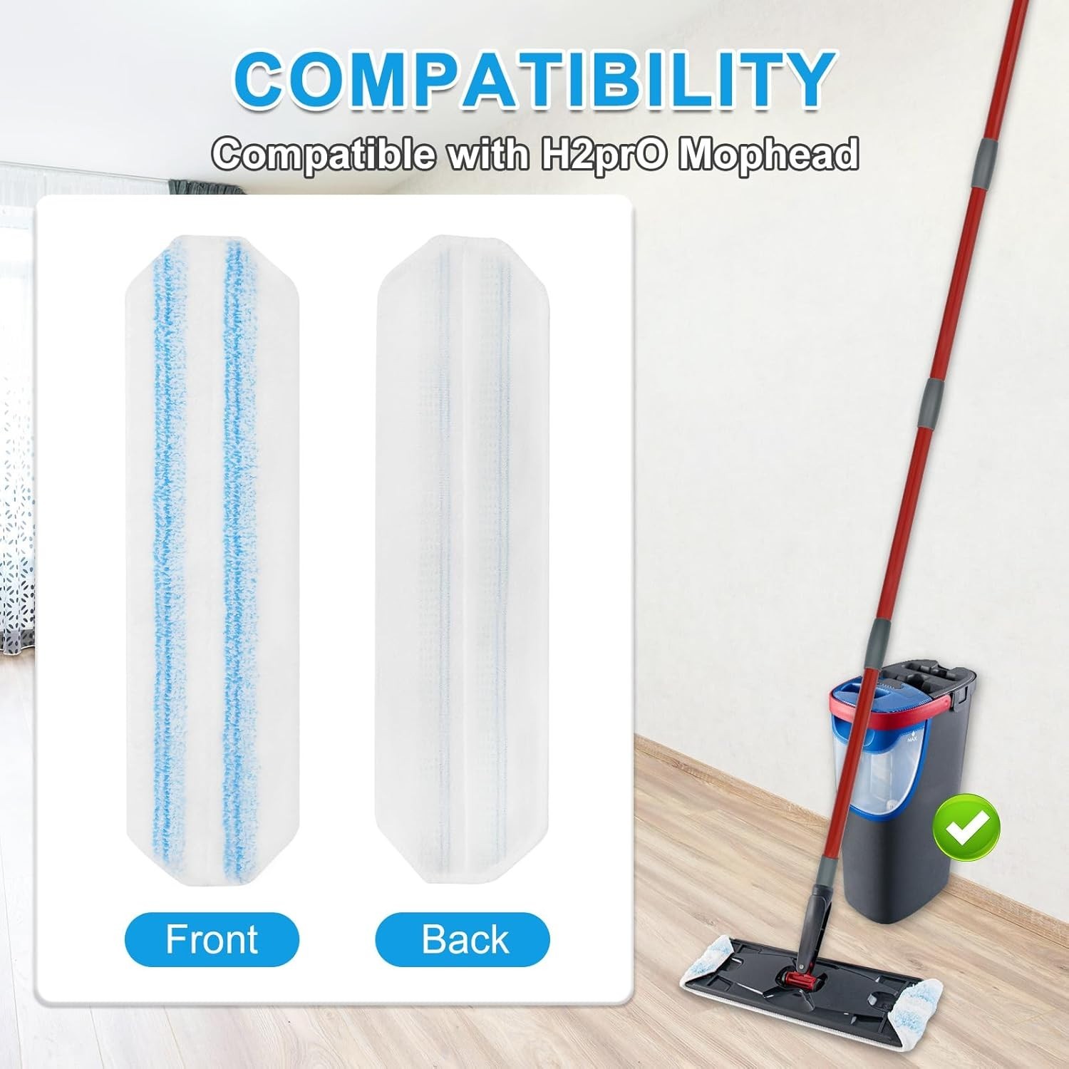 4 Pack Replacement Mop Pads for O-Cedar H2prO Flat Mop System Machine Washable