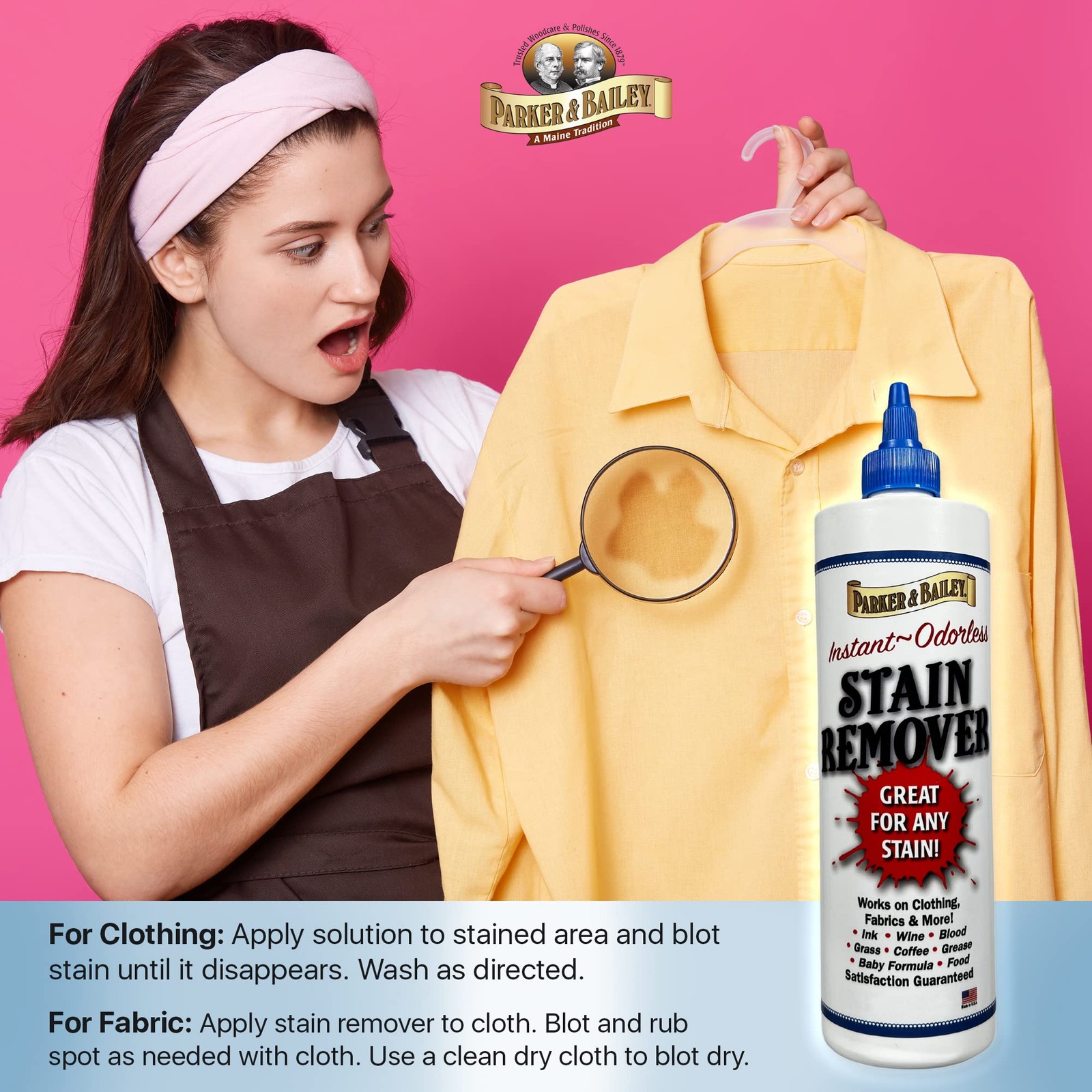 Parker & Bailey Liquid Stain Remover – Instant 8 Fl Oz (Pack of 1), White