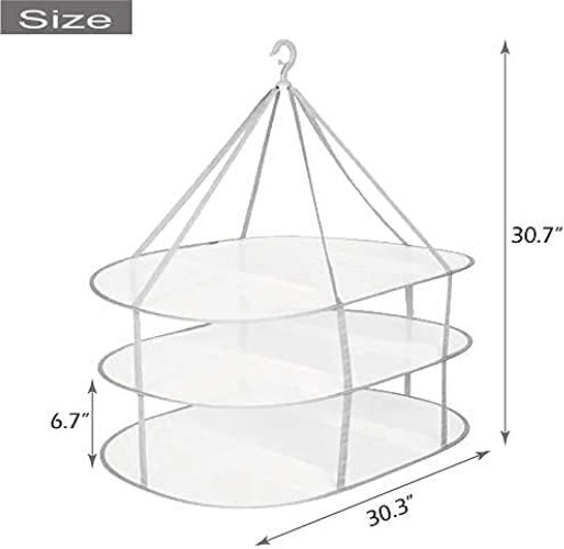 3-Tier Folded Mesh Clothes Hanging Dryer Sweater Drying Rack 30.3″ L * 24.5″ …