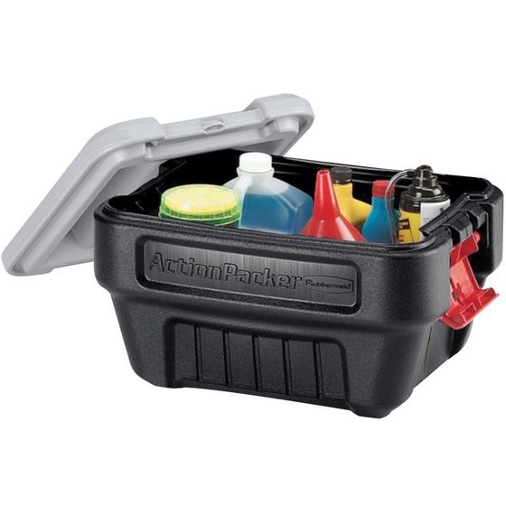 Rubbermaid 8 Gallon Action Packer Storage Bin, Heavy Duty Plastic, Lockable