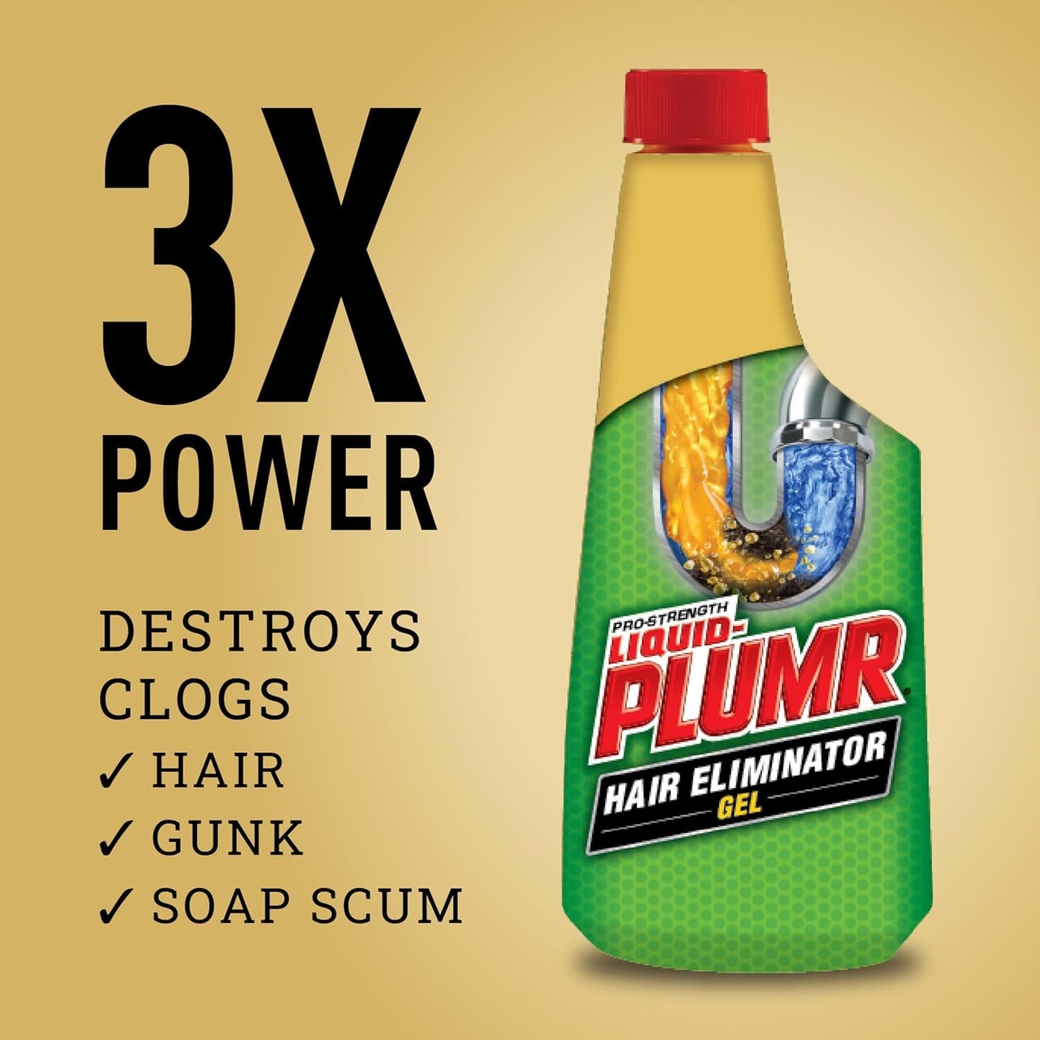 Pro-Strength Hair Eliminator Gel Clog Remover Safe for Septic Systems 16 fl oz