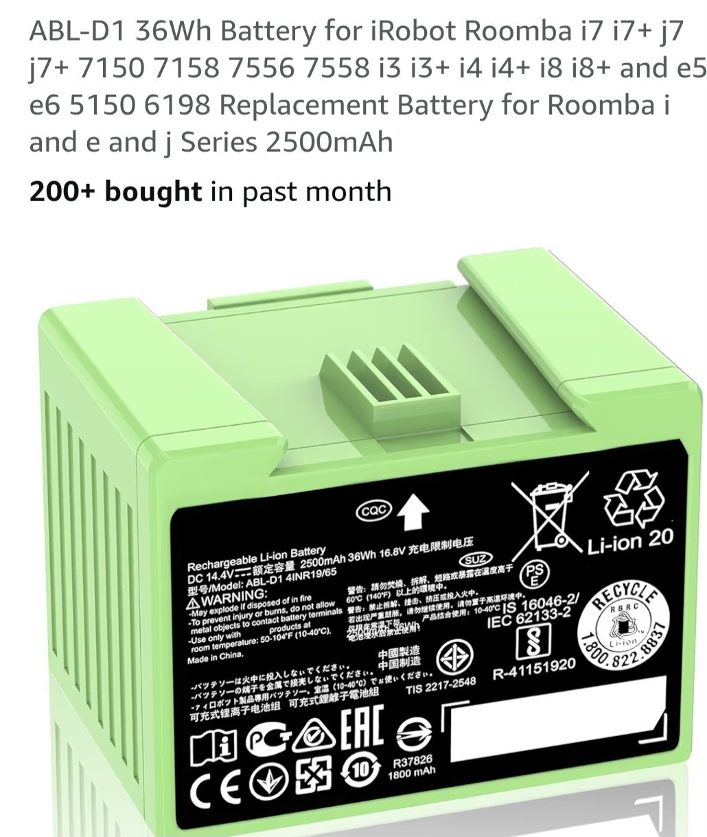 Generic for Roomba Replacement Battery ABL-D1 Battery for iRobot Roomba i&e…