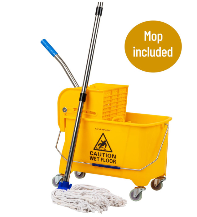 Mop and Bucket Set with Wringer, 5.5 Gallon Cleaning System with Wheels