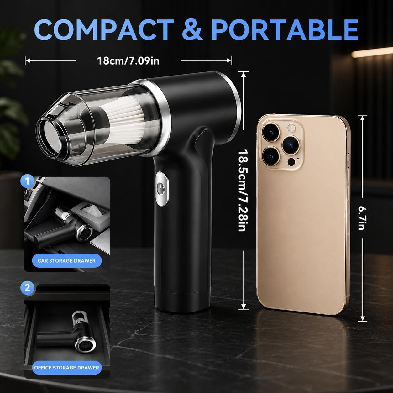 Mini PC Keyboard Vacuum, Cordless Vacuum Cleaner， USB Rechargeable, Blow&Suction