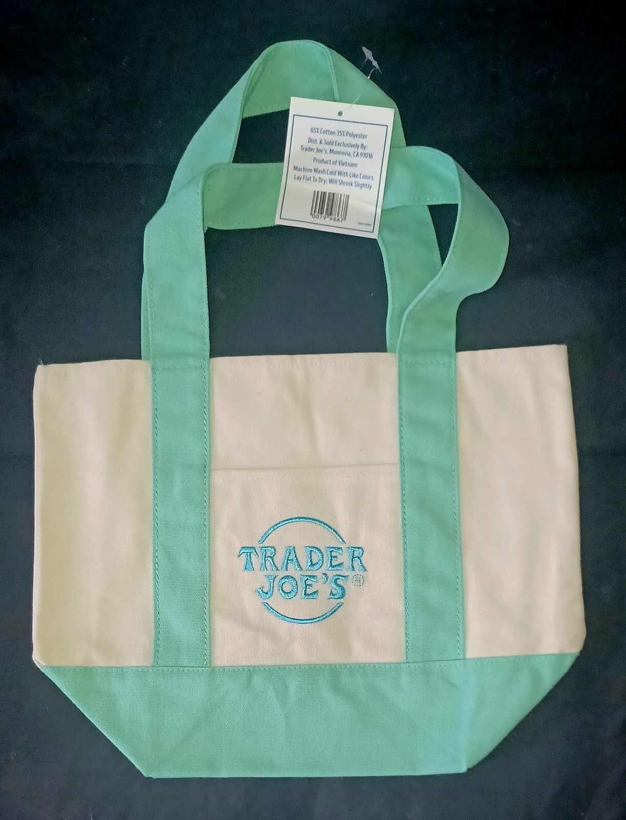 Trader Joe’s Pastel Mini Canvas Tote Bags 2025 NWT Green