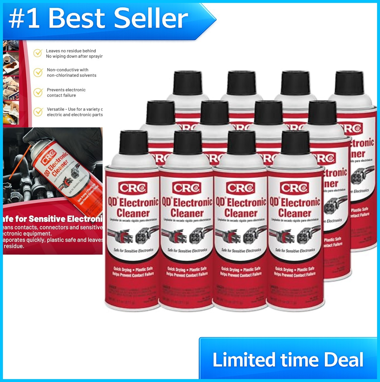 Quick Dry Electronic Cleaner 11 oz 12 Pack Residue Free Non Conductive Safe On