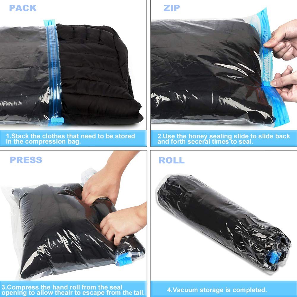 10 Pack Compression Storage Bags – Space Saver Travel Accessories – No Vacuum Ne