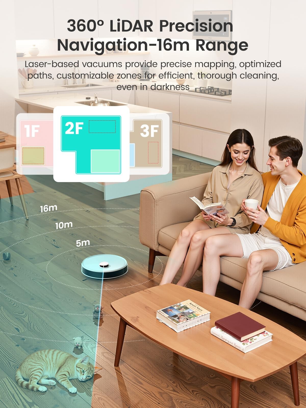 LiDAR Robot Vacuum and Mop, 12000Pa Suction, 90-Day Self-Emptying, Obstacle A…